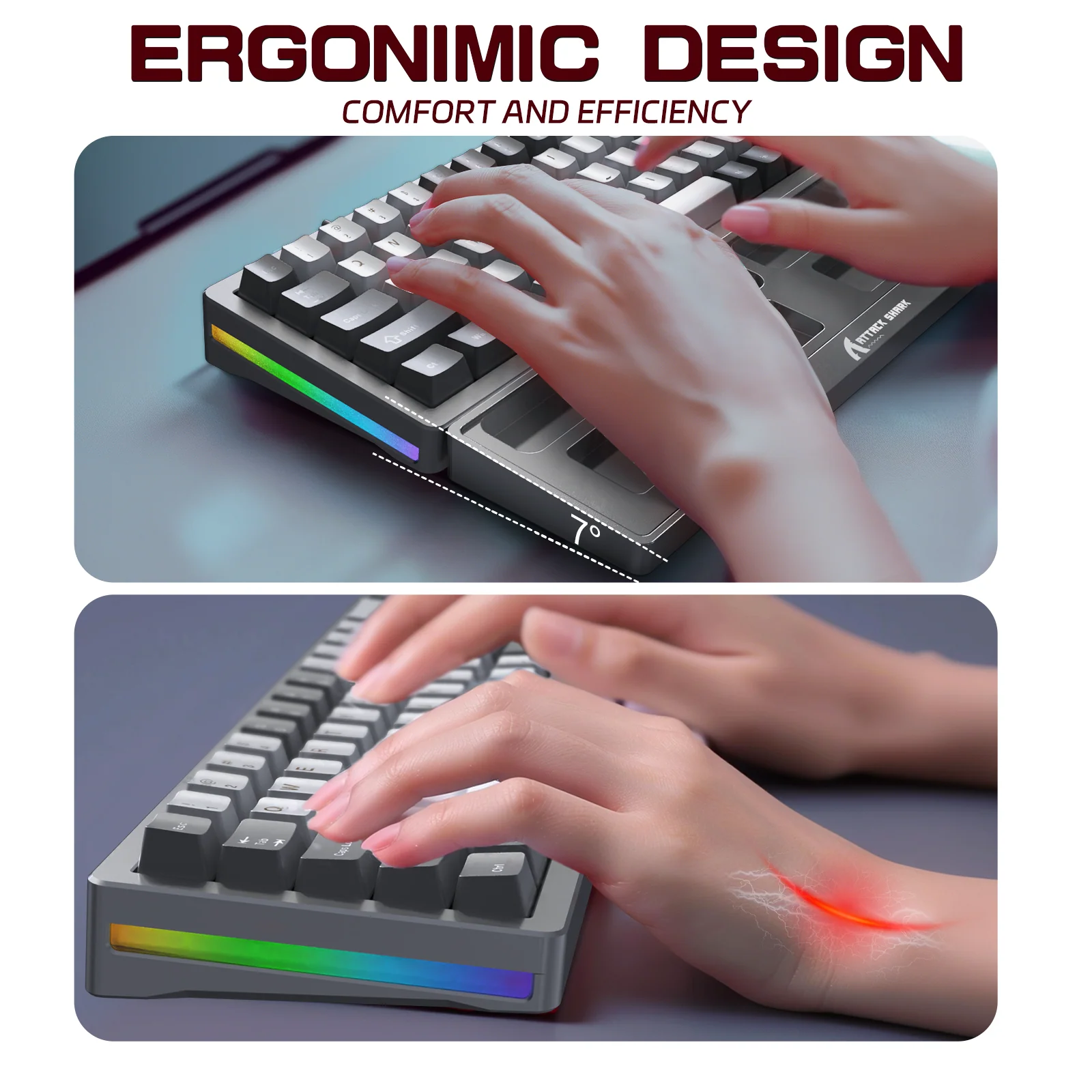 ATTACK SHARK Aluminum Alloy Wrist Rest with Partition Storage Case - Image 23