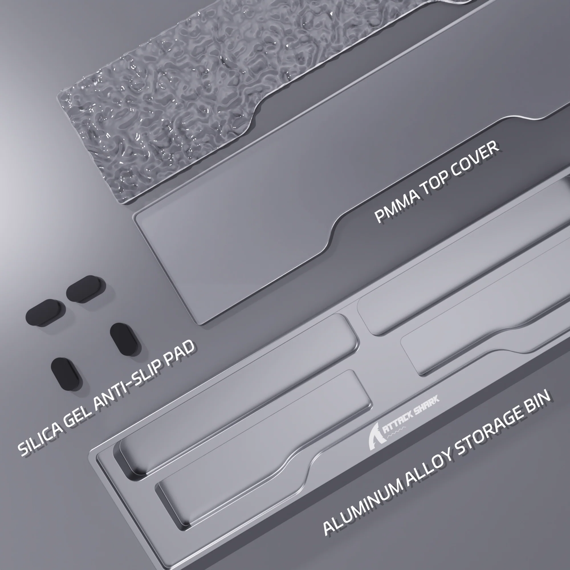 ATTACK SHARK Aluminum Alloy Wrist Rest with Partition Storage Case - Image 25