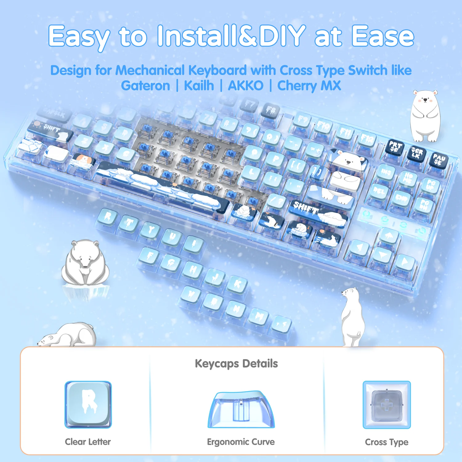 ATTACK SHARK 120 Keys PBT Dye-Sublimation Pudding Keycaps Set - Image 11