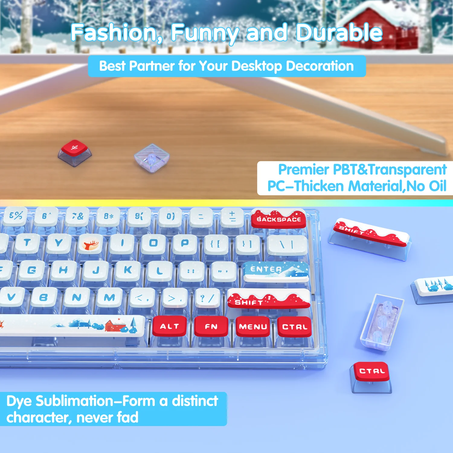 ATTACK SHARK 120 Keys PBT Dye-Sublimation Pudding Keycaps Set - Image 17