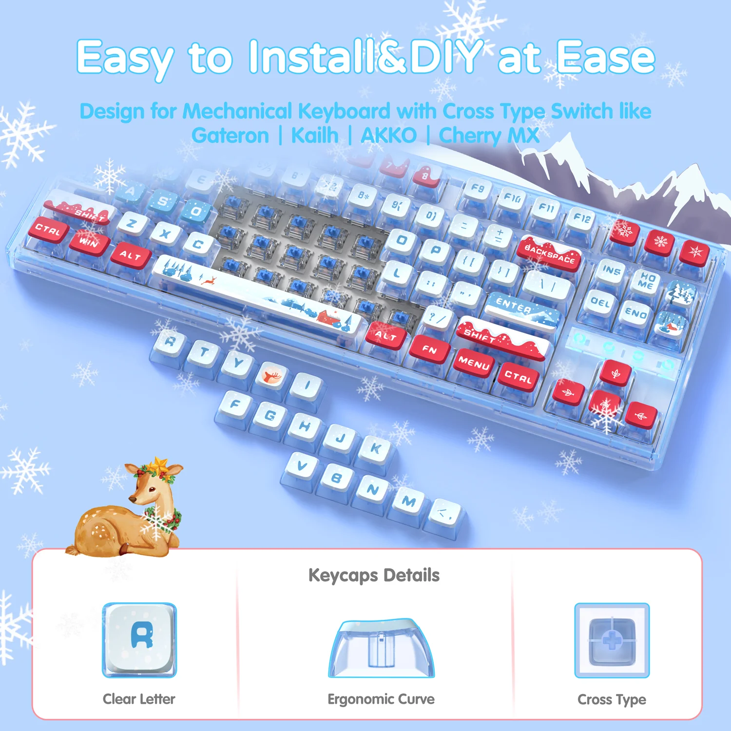 ATTACK SHARK 120 Keys PBT Dye-Sublimation Pudding Keycaps Set - Image 18