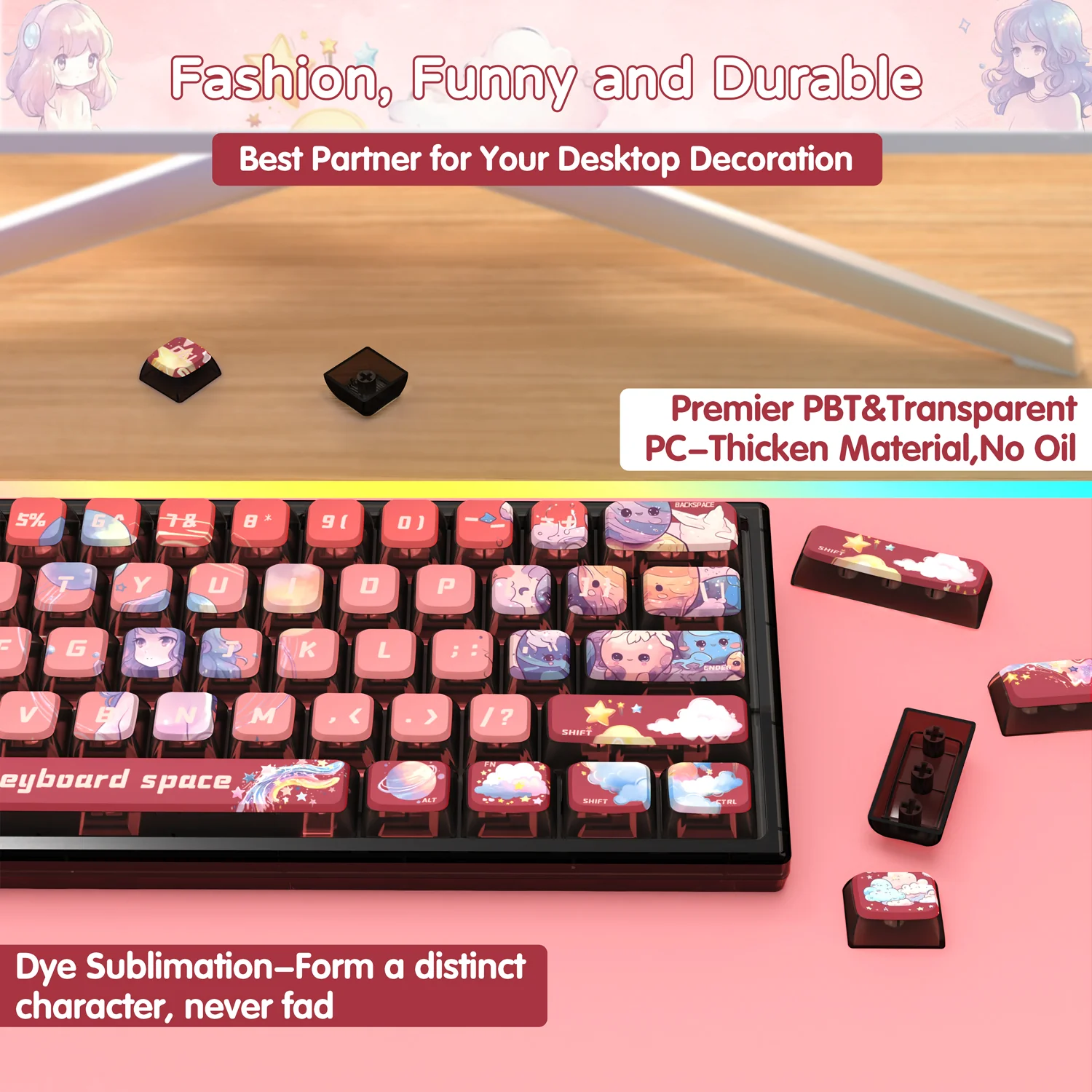ATTACK SHARK 120 Keys PBT Dye-Sublimation Pudding Keycaps Set - Image 37