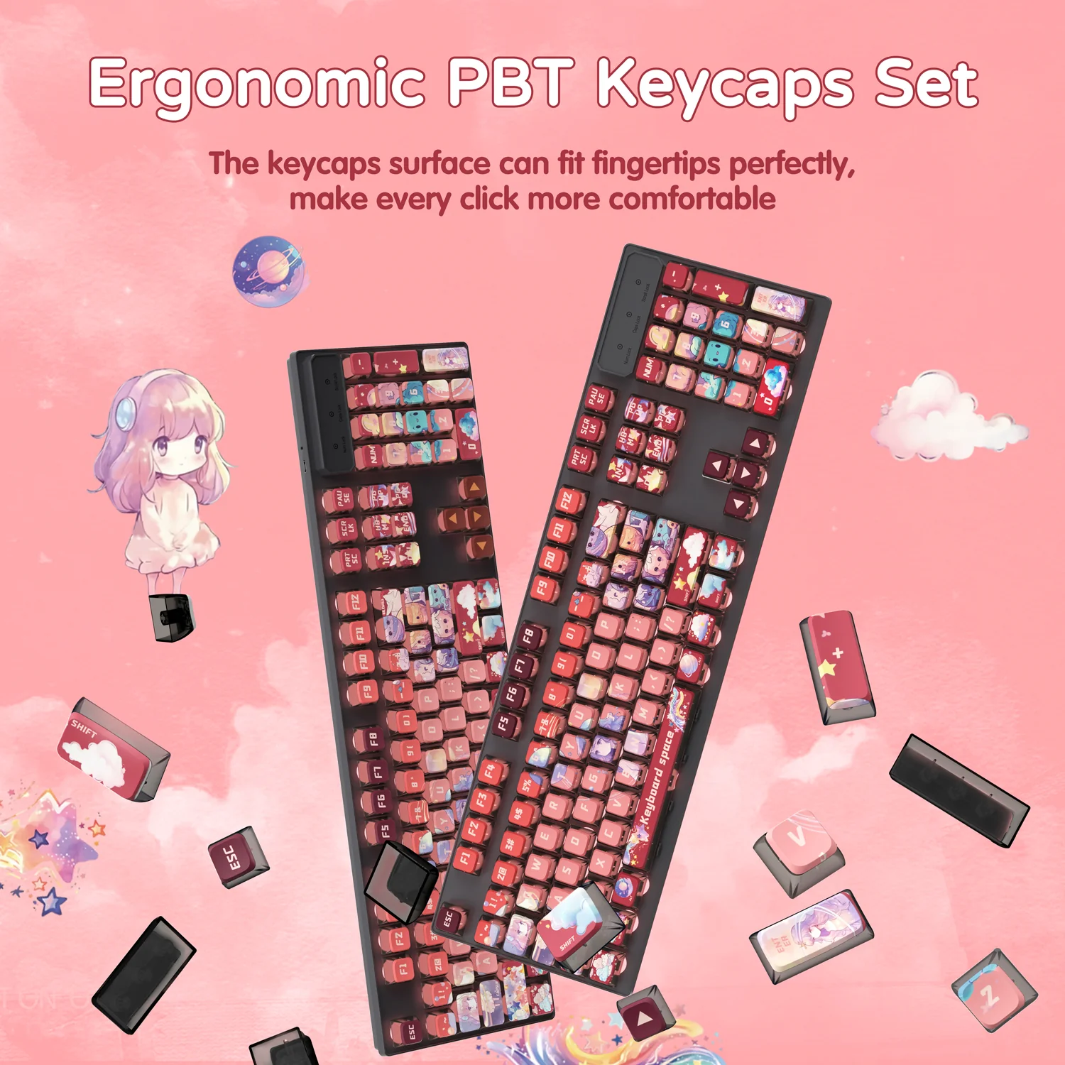 ATTACK SHARK 120 Keys PBT Dye-Sublimation Pudding Keycaps Set - Image 38