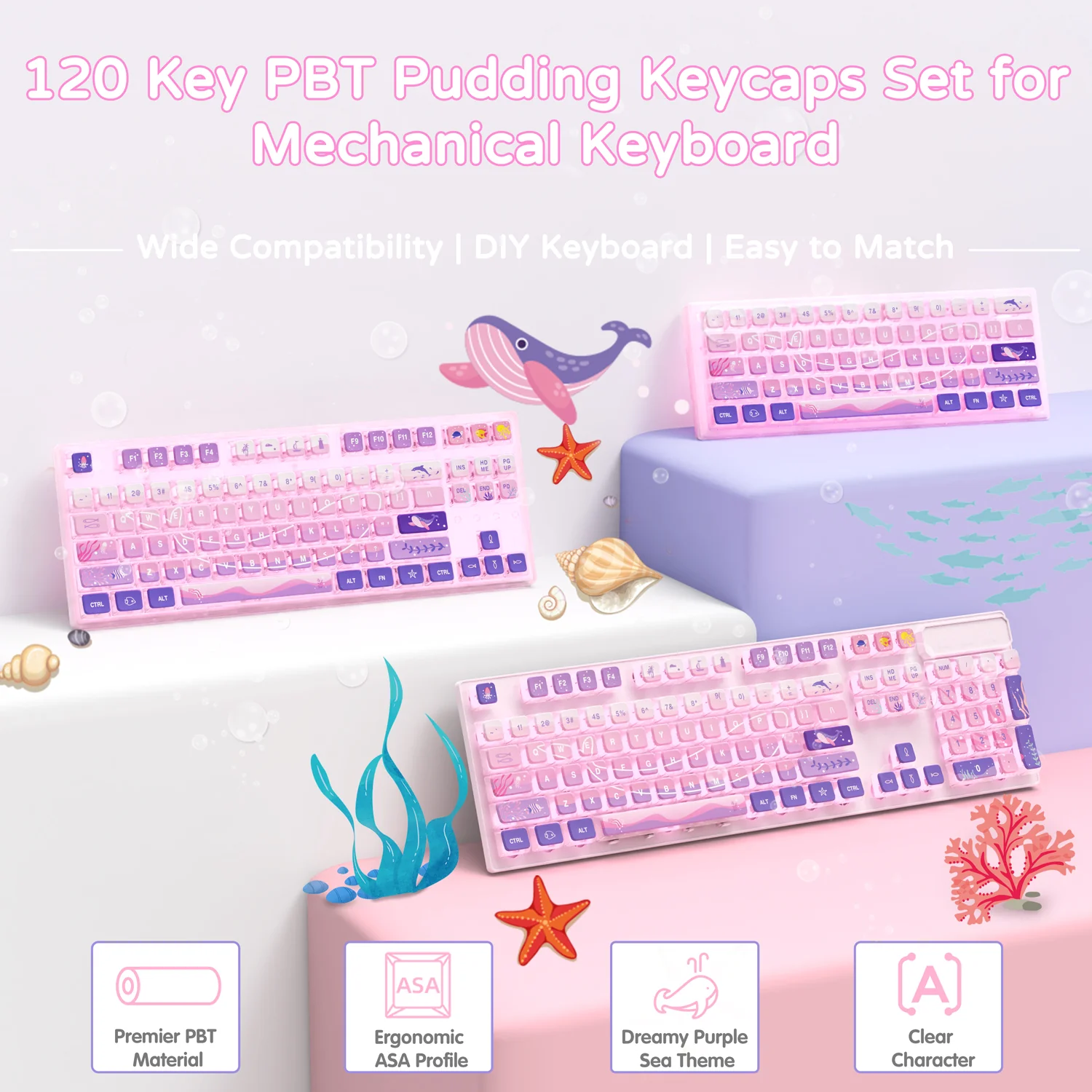 ATTACK SHARK 120 Keys PBT Dye-Sublimation Pudding Keycaps Set - Image 49