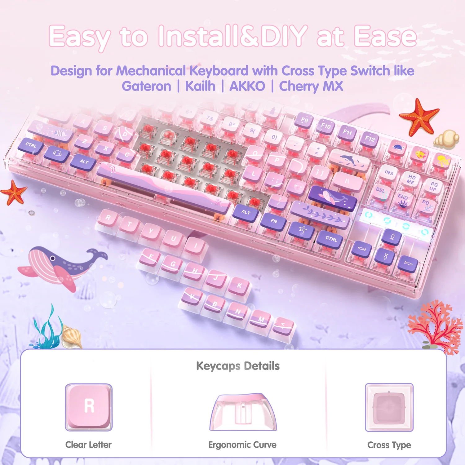 ATTACK SHARK 120 Keys PBT Dye-Sublimation Pudding Keycaps Set - Image 51
