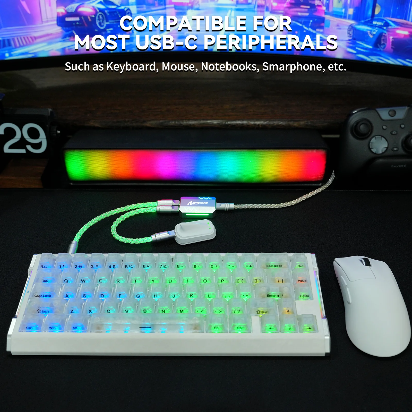 ATTACK SHARK C07 PRO 2-In 1  Type C Cable for 8KHz Gaming Keyboard/Mouse - Image 10