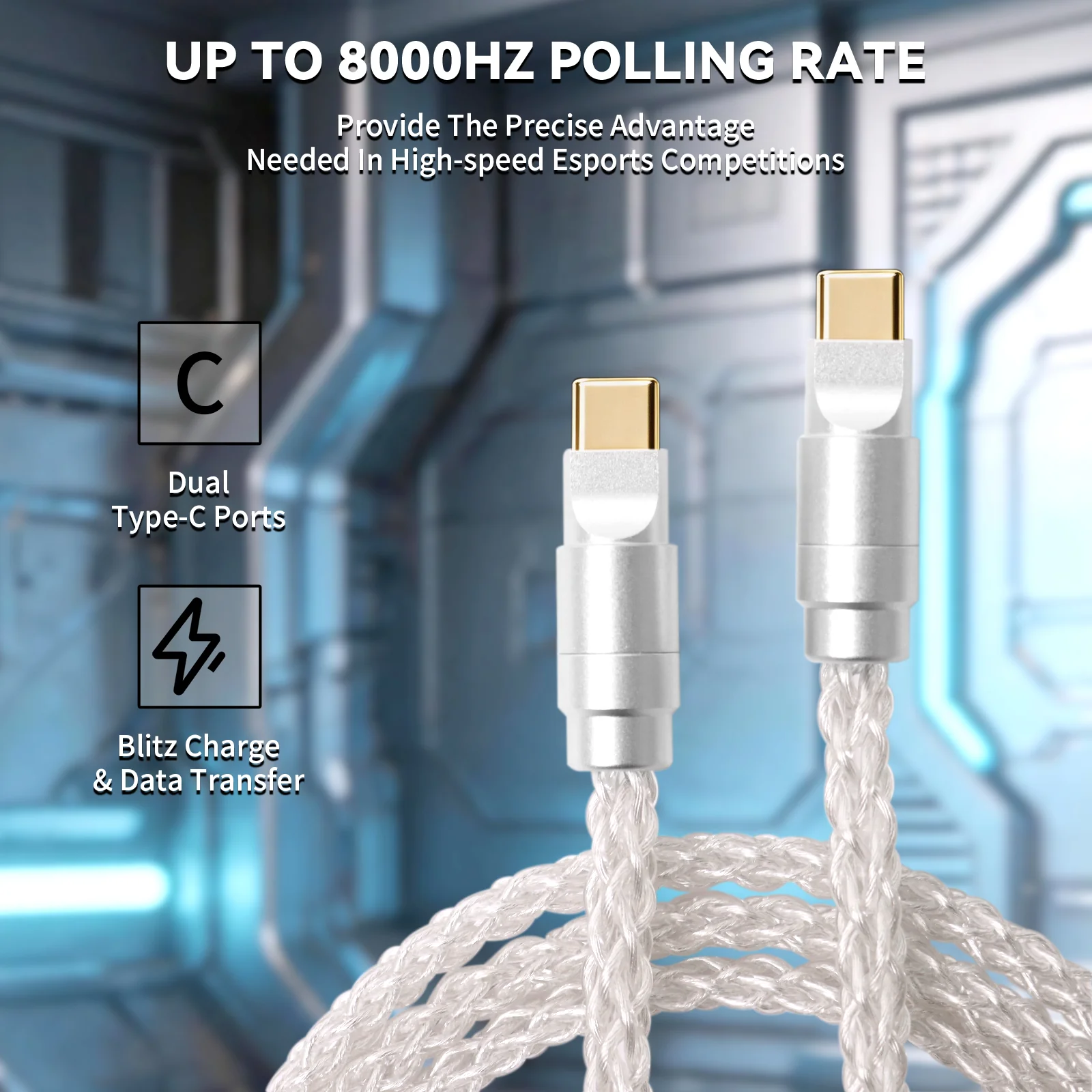 ATTACK SHARK C07 PRO 2-In 1  Type C Cable for 8KHz Gaming Keyboard/Mouse - Image 3