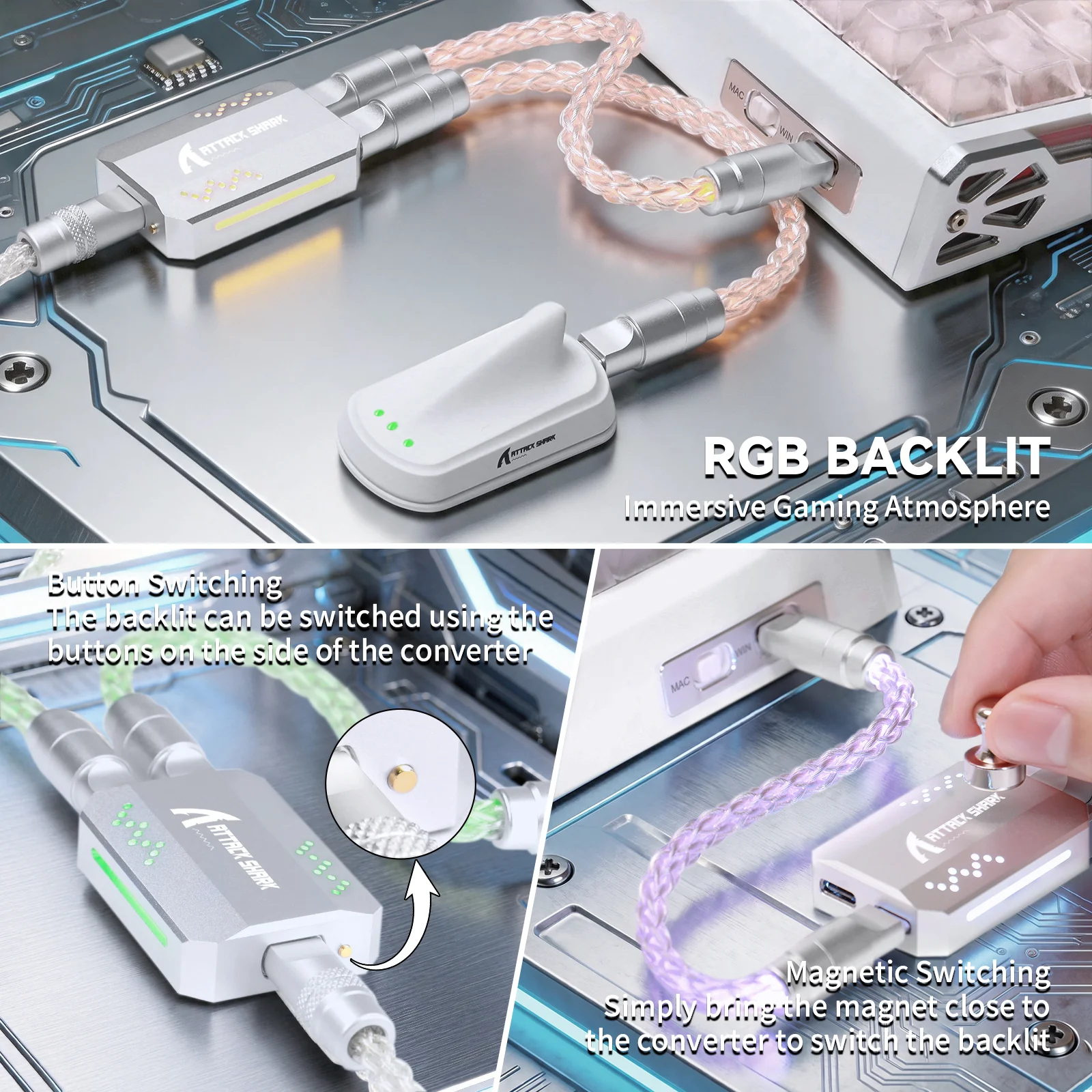 ATTACK SHARK C07 PRO 2-In 1  Type C Cable for 8KHz Gaming Keyboard/Mouse - Image 4