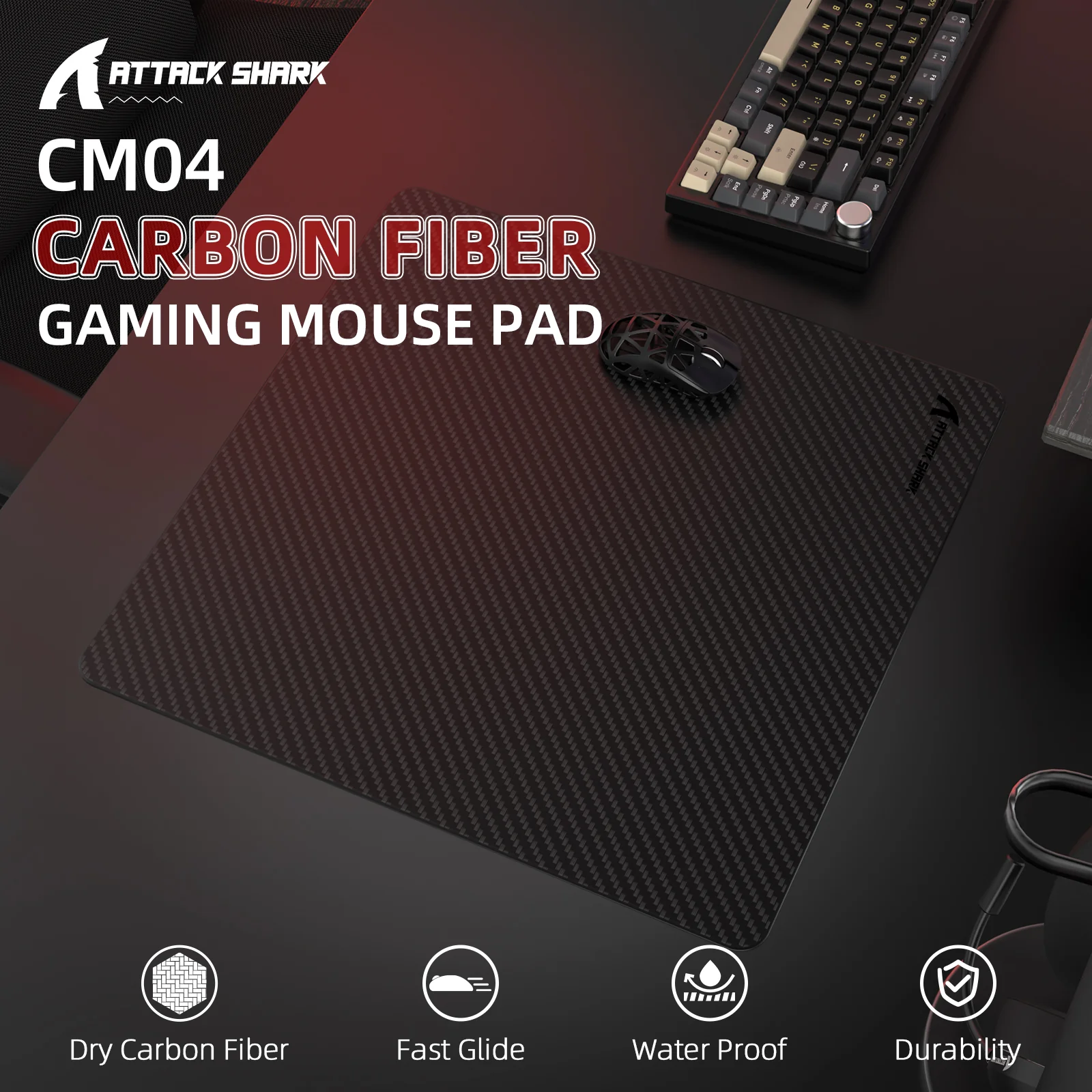 ATTACK SHARK CM04 Genuine Carbon Fiber eSport Gaming Mousepad - Image 11