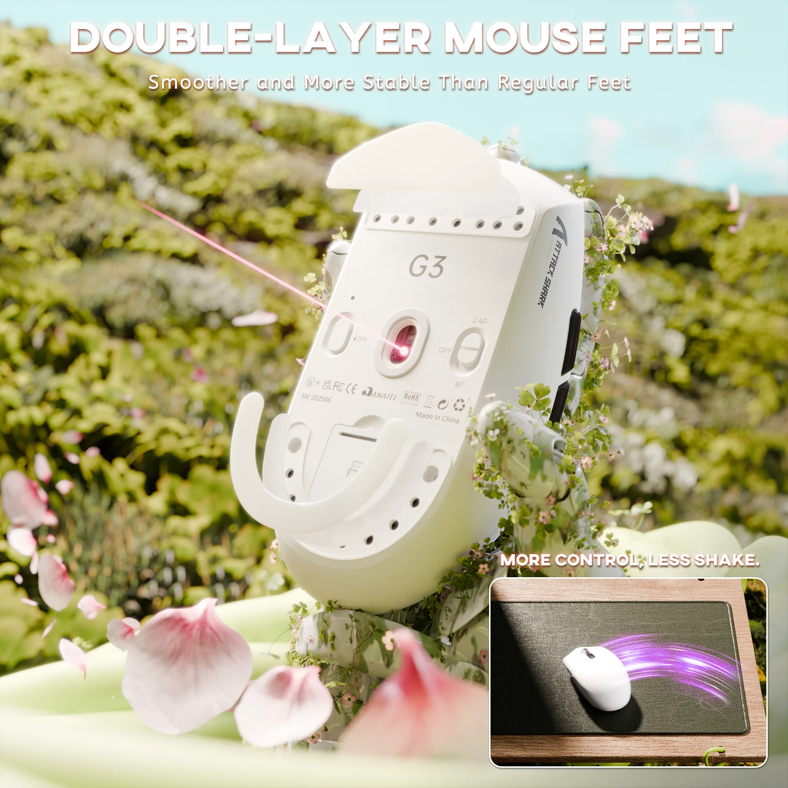 ATTACK SHARK G3 Tri-mode Wireless Gaming Mouse 25000 DPI Ultra Lightweight - Image 7
