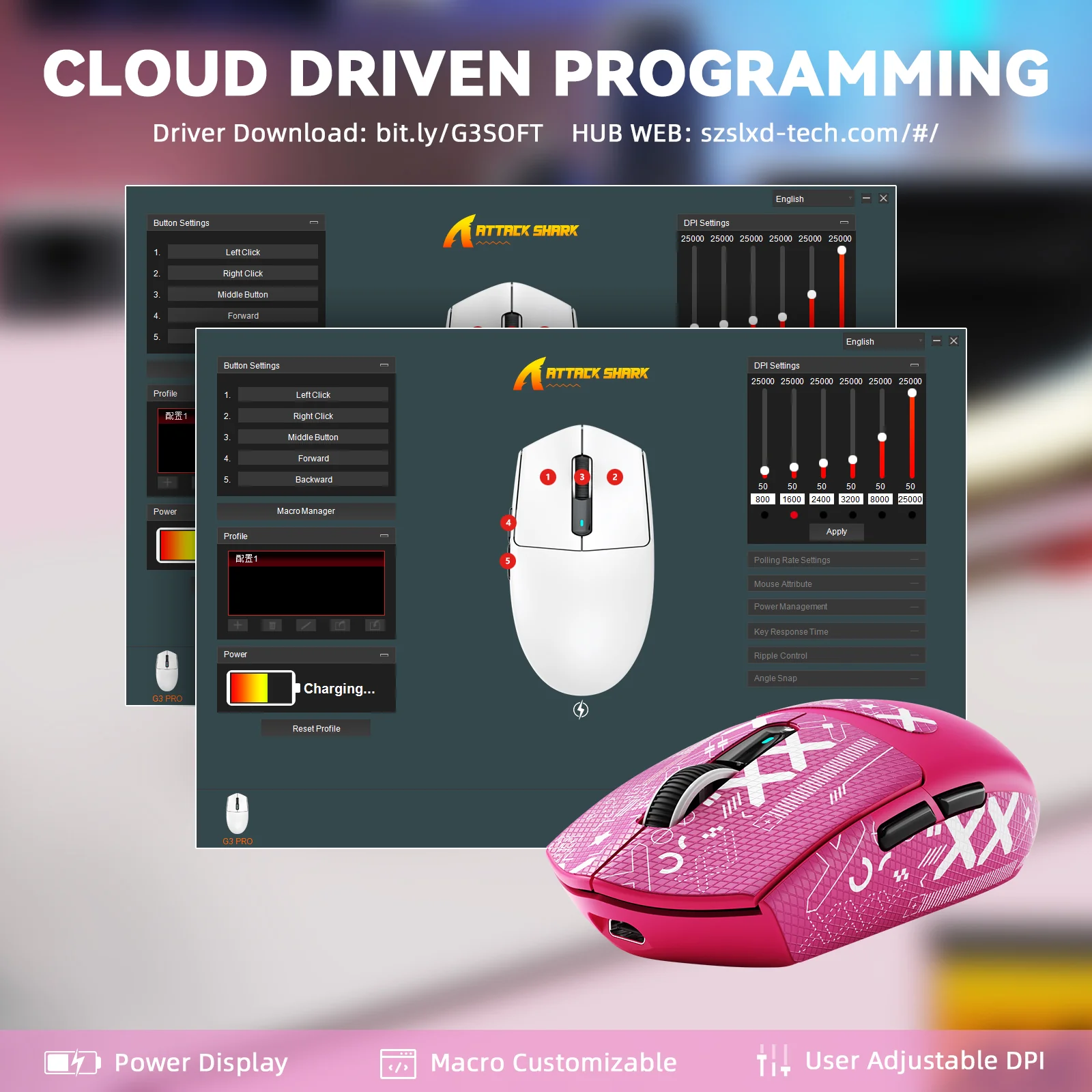ATTACK SHARK G3PRO Tri-mode Wireless Gaming Mouse with Charge Dock 25000 DPI Ultra Lightweight - Image 30