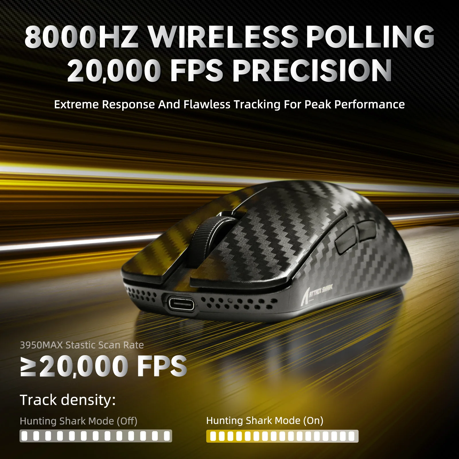 ATTACK SHARK R11 ULTRA Carbon Fiber Wireless 8K PAW3950MAX Gaming Mouse with C06 Ultra LED Cable - Image 16