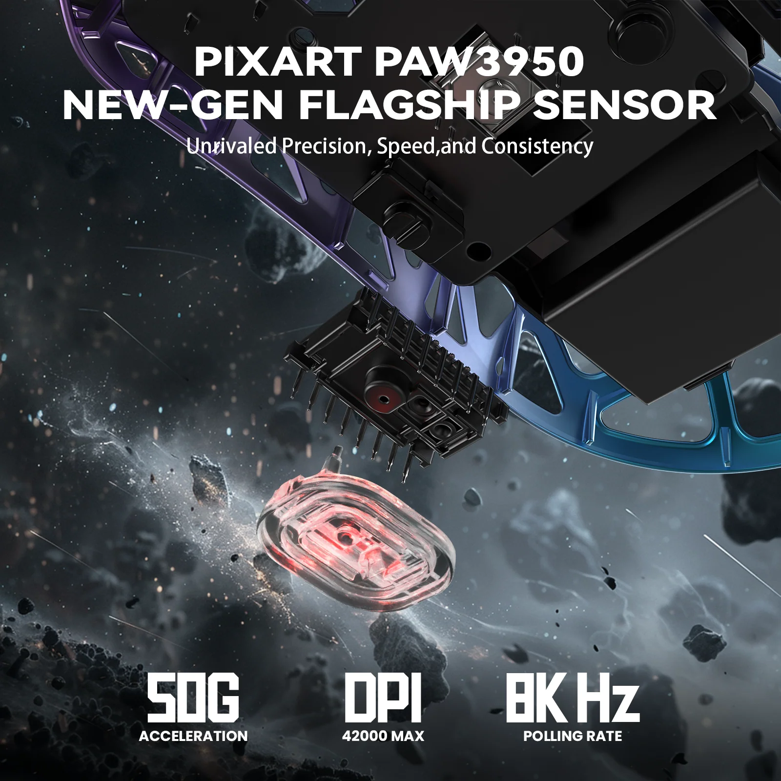 ATTACK SHARK R2 Magnesium Alloy PAW3950 Gaming Mouse 8K with Mouse Coiled Cable (Not Include the Charging Dock) - Image 14
