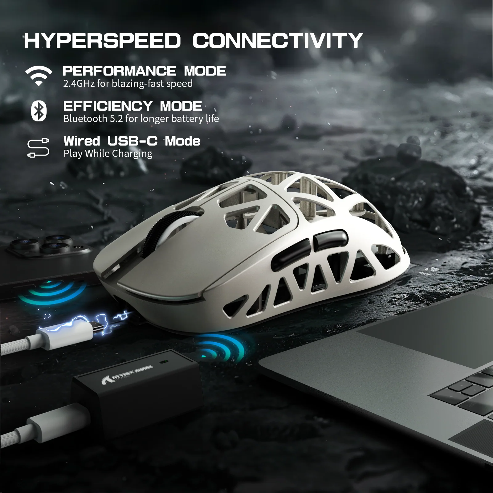 ATTACK SHARK R2 Magnesium Alloy PAW3950 Gaming Mouse 8K with Mouse Coiled Cable (Not Include the Charging Dock) - Image 28