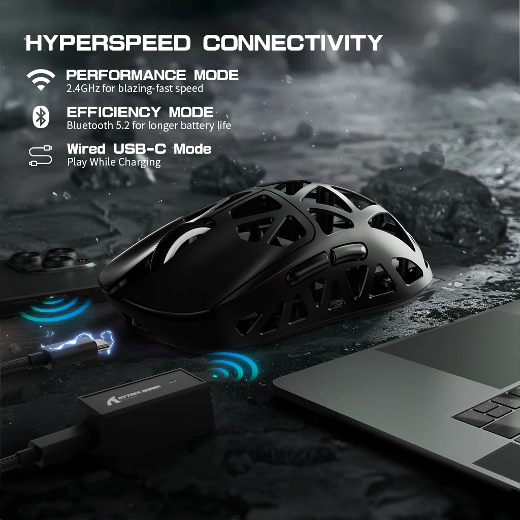 ATTACK SHARK R2 Magnesium Alloy PAW3950 Gaming Mouse 8K with Mouse Coiled Cable (Not Include the Charging Dock) - Image 38