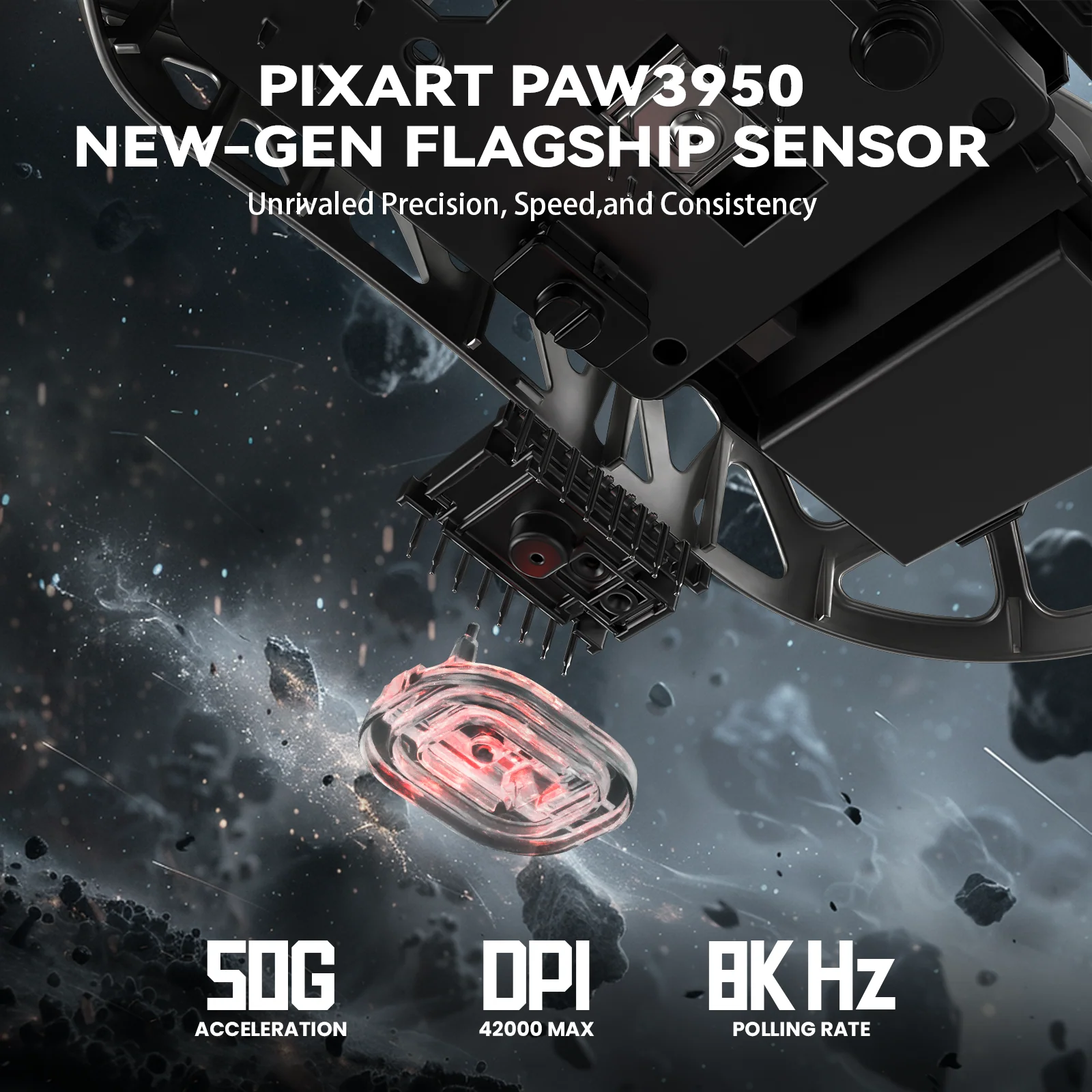 ATTACK SHARK R2 Magnesium Alloy PAW3950 Gaming Mouse 8K with Mouse Coiled Cable (Not Include the Charging Dock) - Image 4