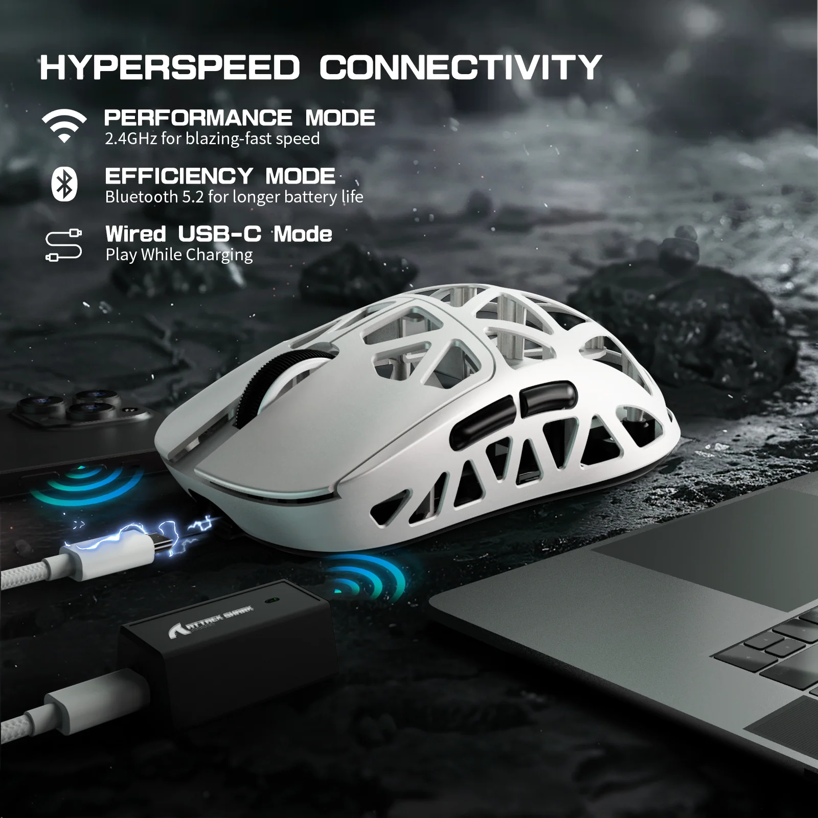 ATTACK SHARK R2 Magnesium Alloy PAW3950 Gaming Mouse 8K with Mouse Coiled Cable (Not Include the Charging Dock) - Image 48