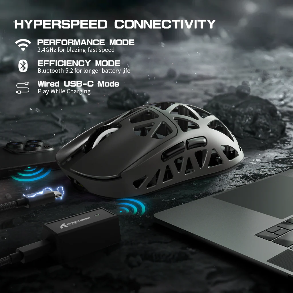 ATTACK SHARK R2 Magnesium Alloy PAW3950 Gaming Mouse 8K with Mouse Coiled Cable (Not Include the Charging Dock) - Image 8