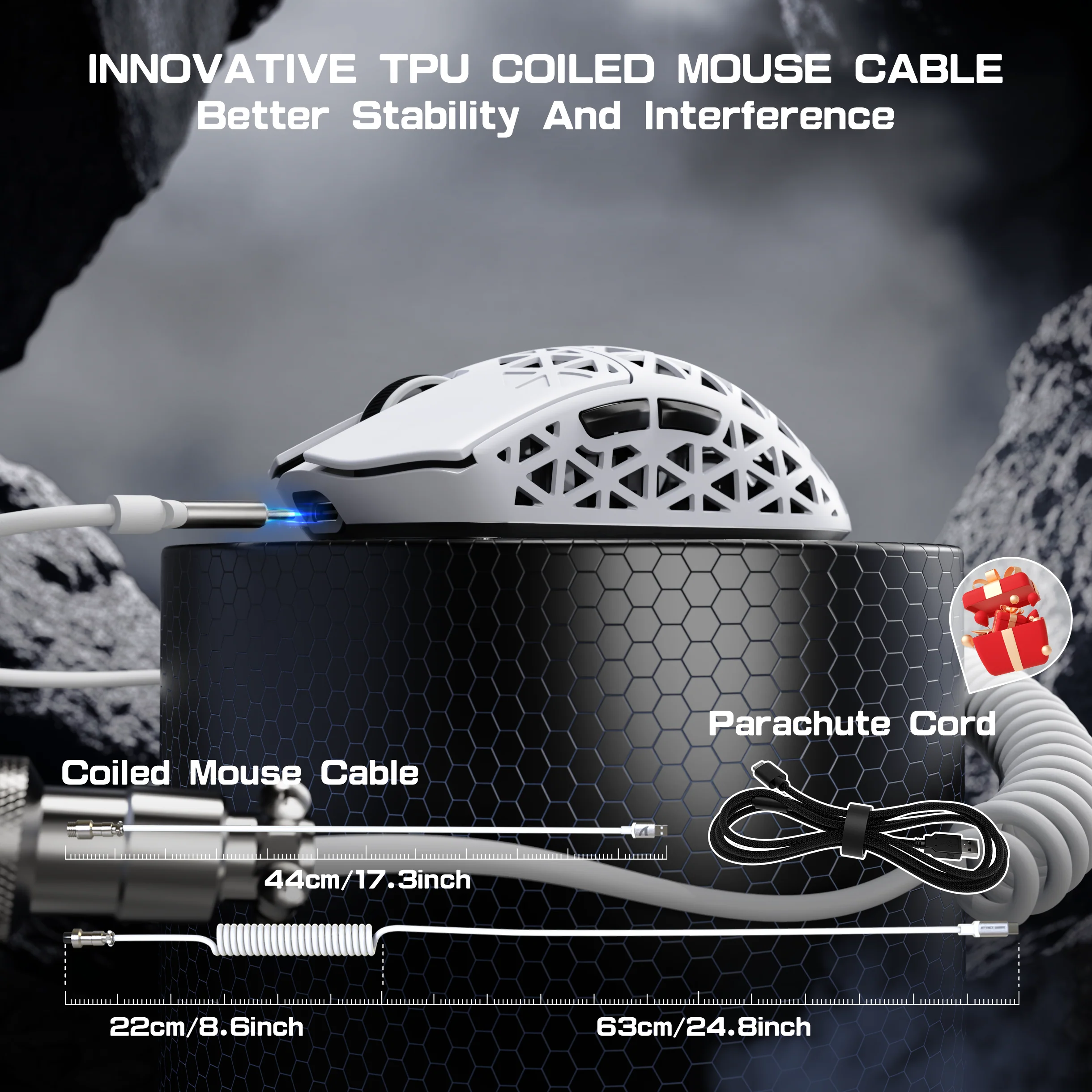 ATTACK SHARK R5 ULTRA Carbon Fiber Wireless 8K PAW3950MAX Gaming Mouse with 8K Coiled Cable - Image 19
