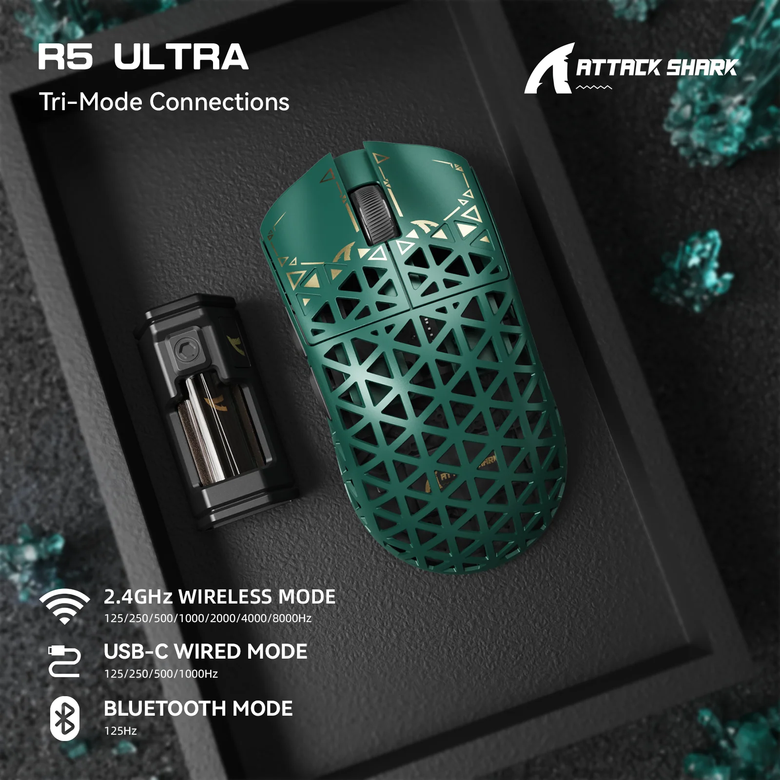 ATTACK SHARK R5 ULTRA Carbon Fiber Wireless 8K PAW3950MAX Gaming Mouse - Image 28
