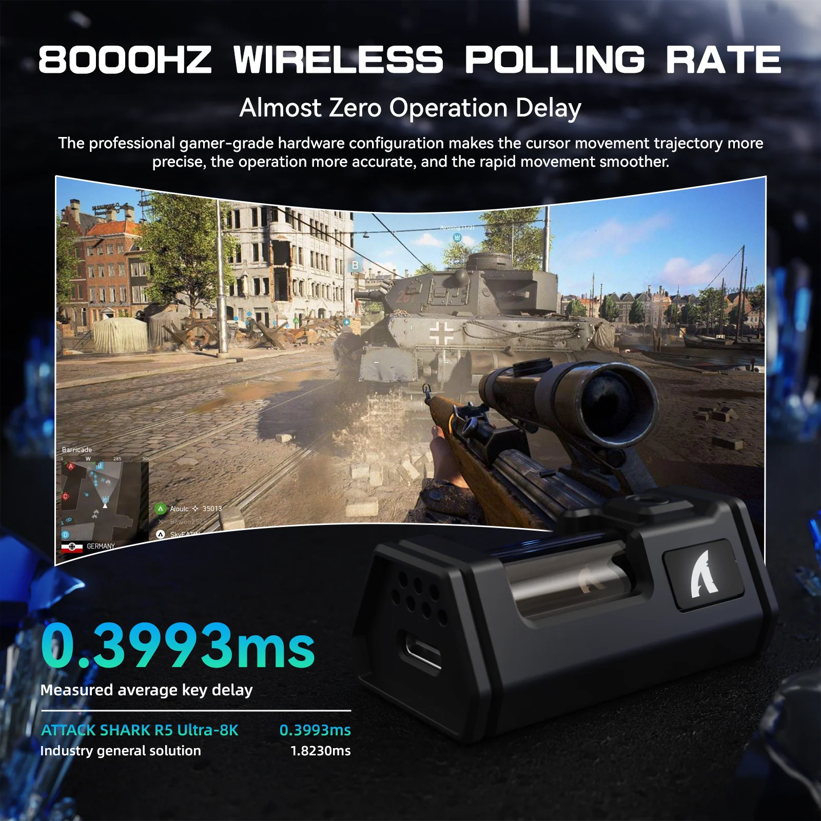 ATTACK SHARK R5 ULTRA Carbon Fiber Wireless 8K PAW3950MAX Gaming Mouse - Image 4