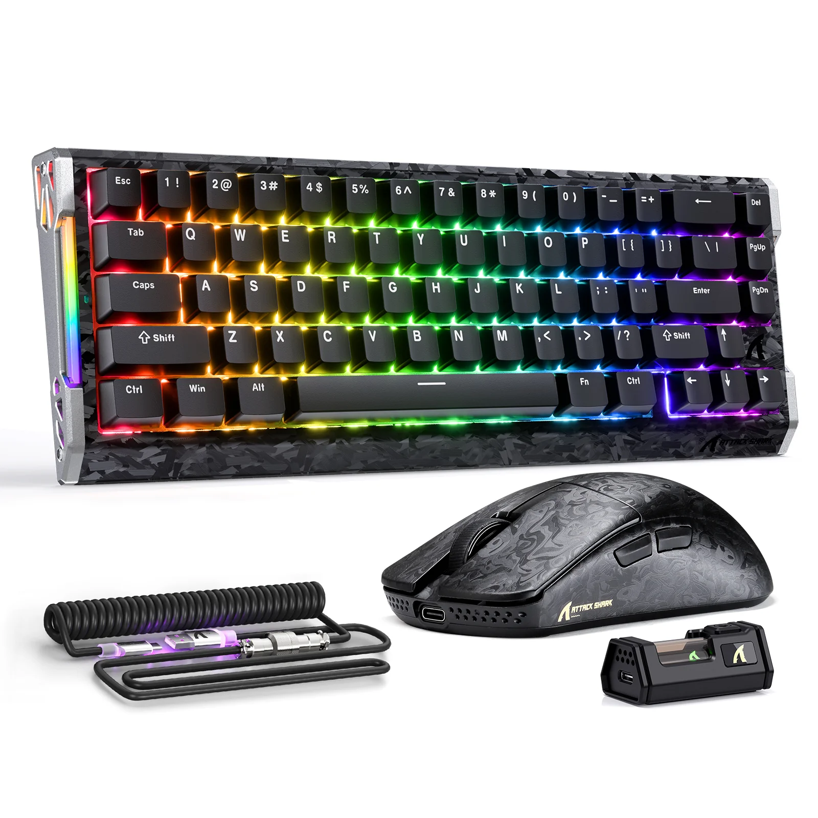 ATTACK SHARK R68 HE & R11 ULTRA Carbon Fiber Gaming Bundle With C01 ULTRA Coiled Cable - Image 3