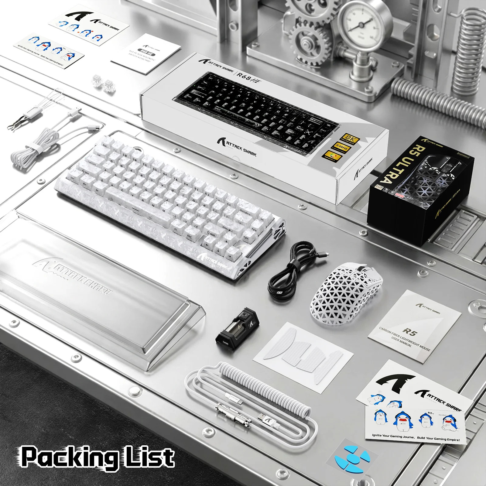 ATTACK SHARK R68 HE & R5 ULTRA Carbon Fiber Gaming Bundle With C01 ULTRA Coiled Cable - Image 18