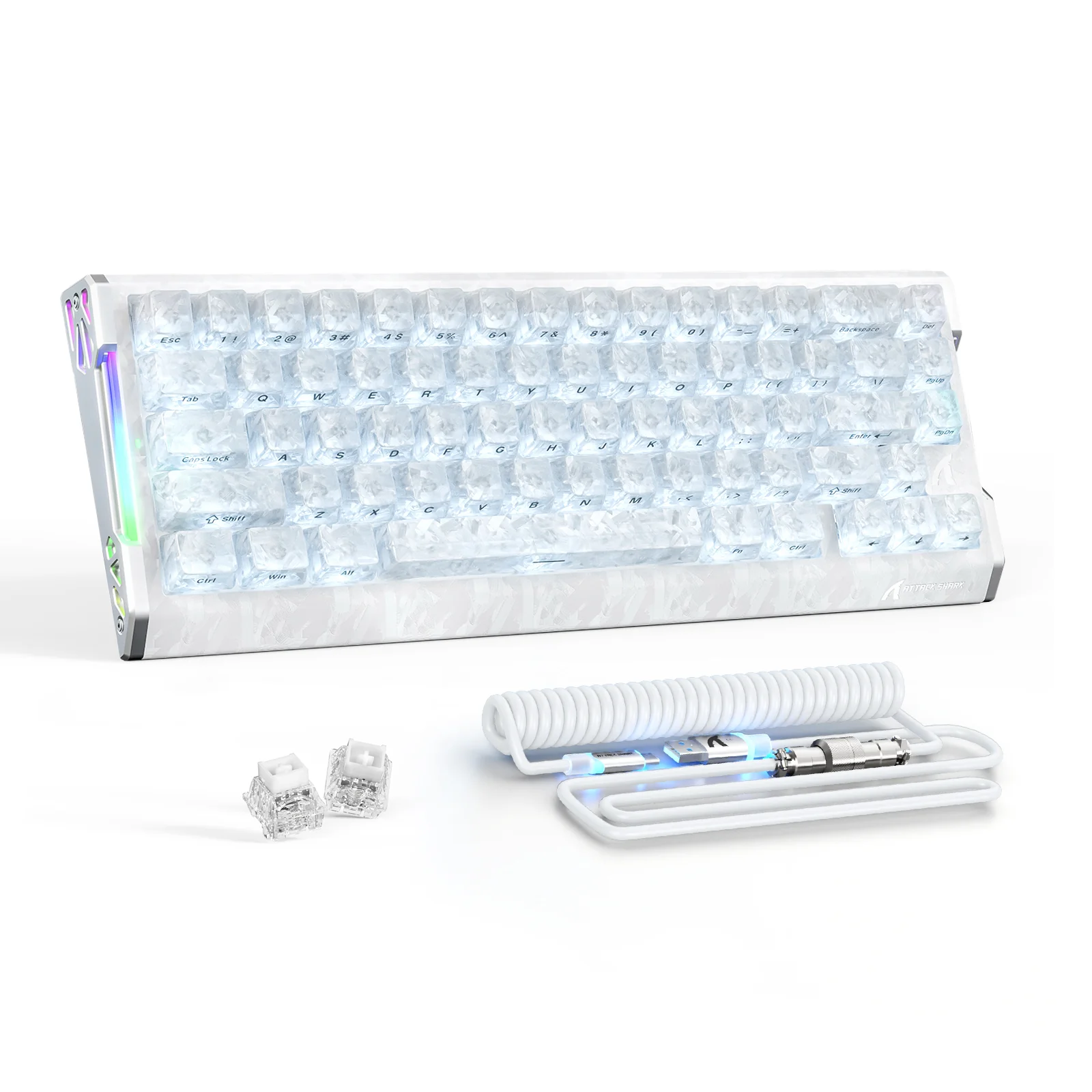 ATTACK SHARK R68 HE Carbon Fiber Wired Rapid Trigger Magnetic Switch Keyboard With C01 Ultra RGB Coiled Cable - Image 12
