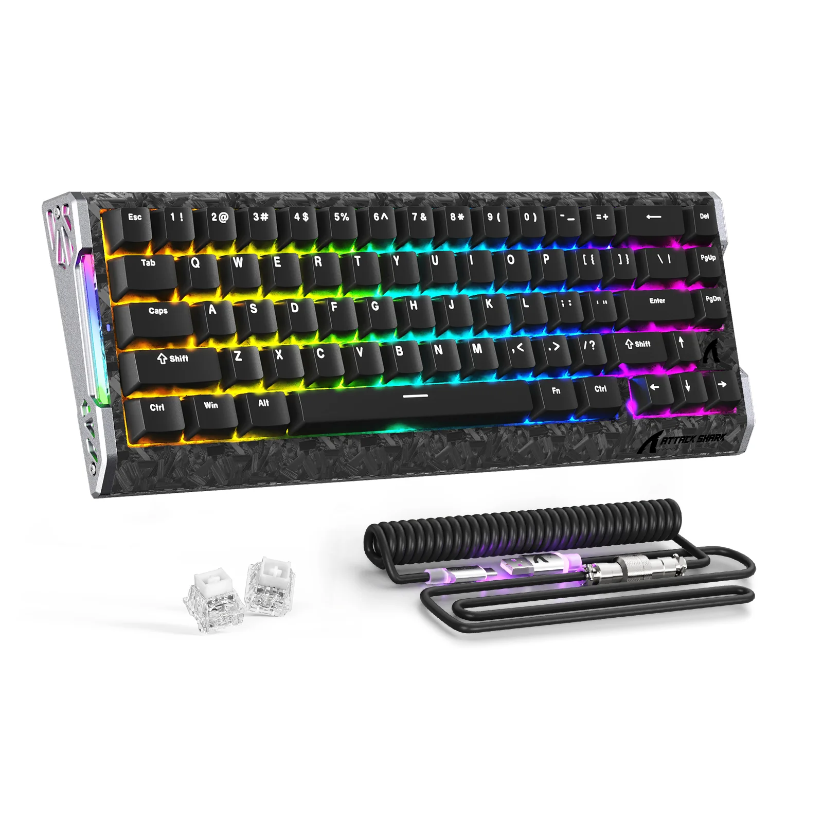 ATTACK SHARK R68 HE Carbon Fiber Wired Rapid Trigger Magnetic Switch Keyboard With C01 Ultra RGB Coiled Cable - Image 21
