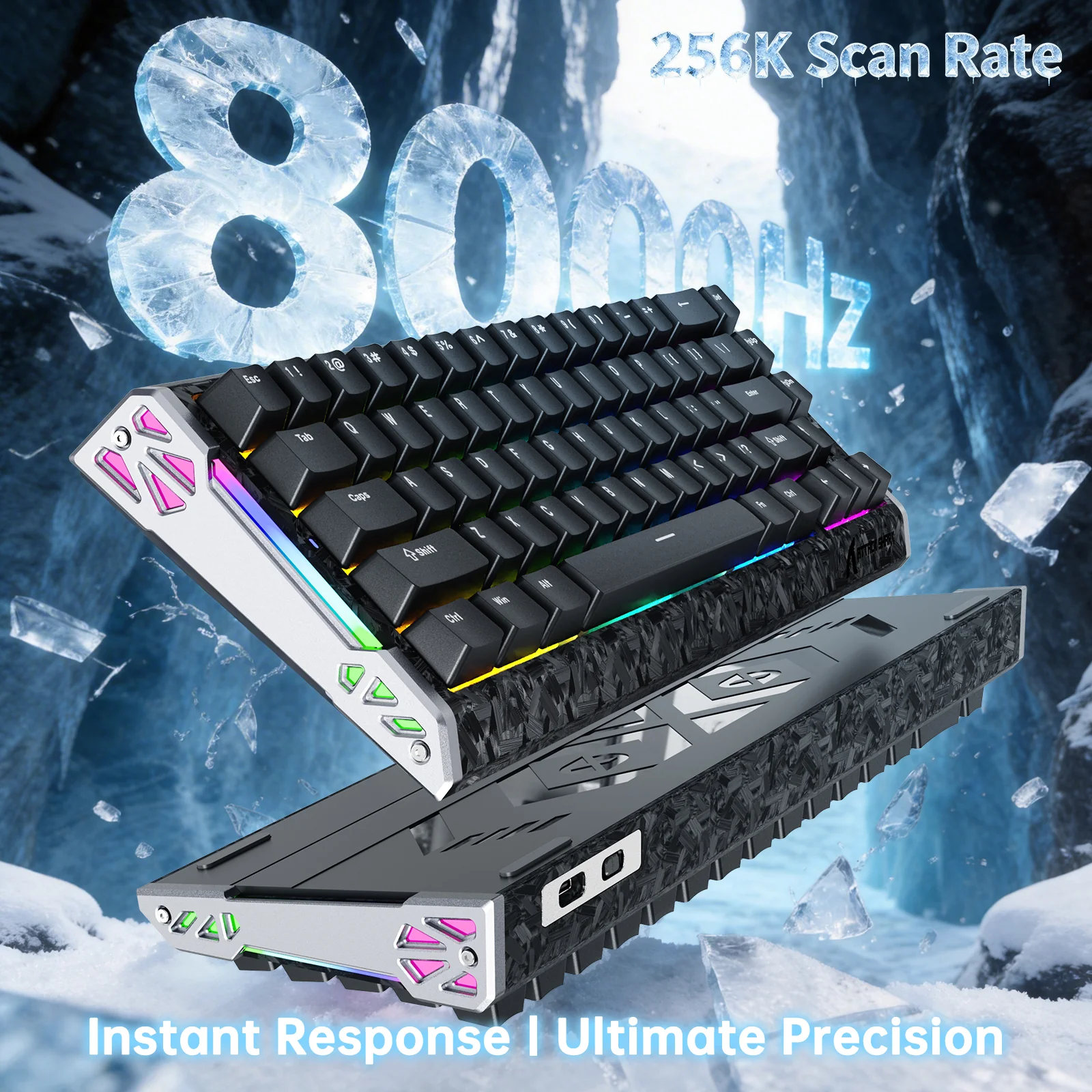 ATTACK SHARK R68 HE Carbon Fiber Wired Rapid Trigger Magnetic Switch Keyboard With C01 Ultra RGB Coiled Cable - Image 22