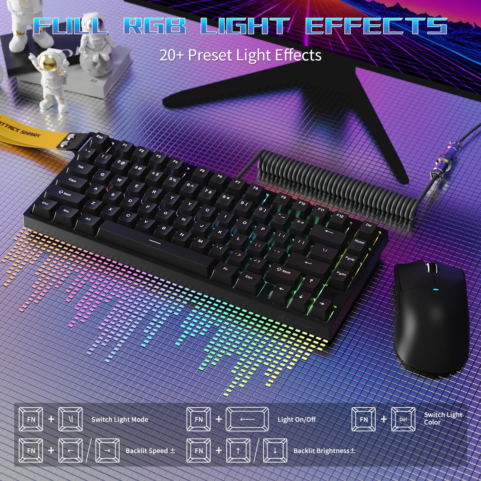 ATTACK SHARK R82 HE Wired 75% Gaming Keyboard  with C01ULTRA LED Cable - Image 16