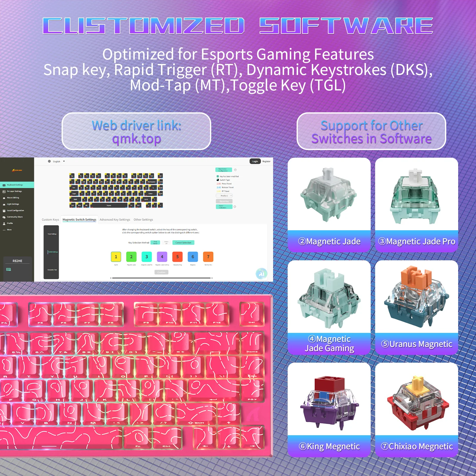 ATTACK SHARK R82 HE Wired 75% Gaming Keyboard  with C01ULTRA LED Cable - Image 27