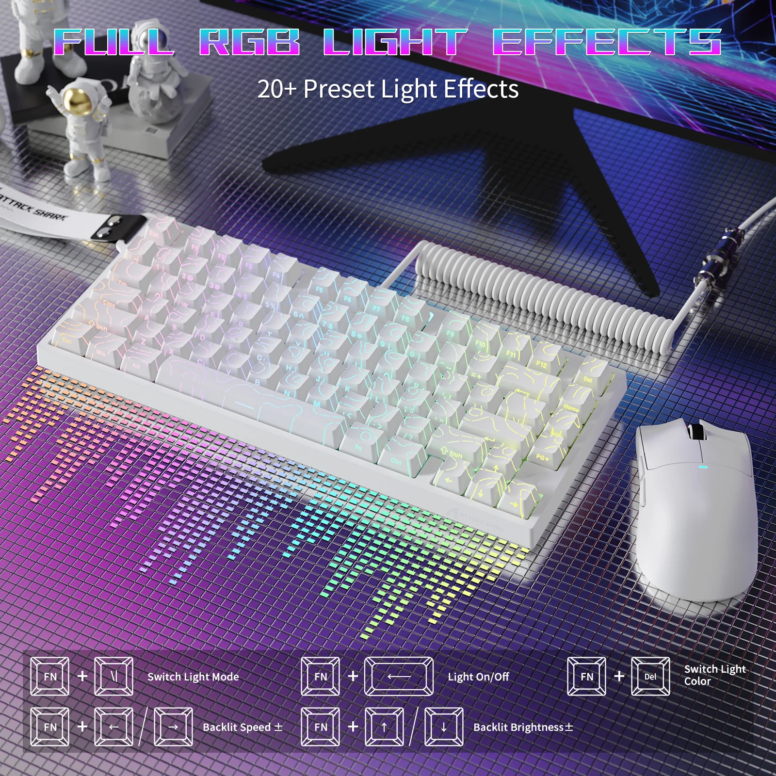 ATTACK SHARK R82 HE Wired 75% Gaming Keyboard  with C01ULTRA LED Cable - Image 6