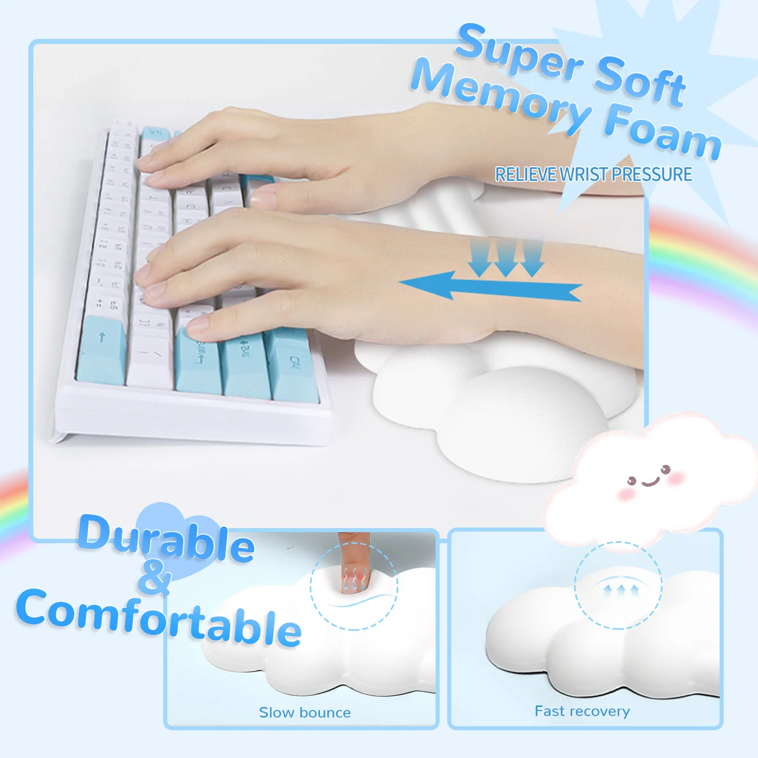 ATTACK SHARK X MAMBASNAKE Rainbow Cloud Keyboard Wrist Rest - Image 13