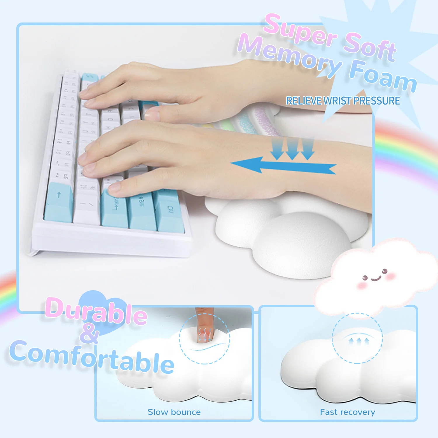 ATTACK SHARK X MAMBASNAKE Rainbow Cloud Keyboard Wrist Rest - Image 5
