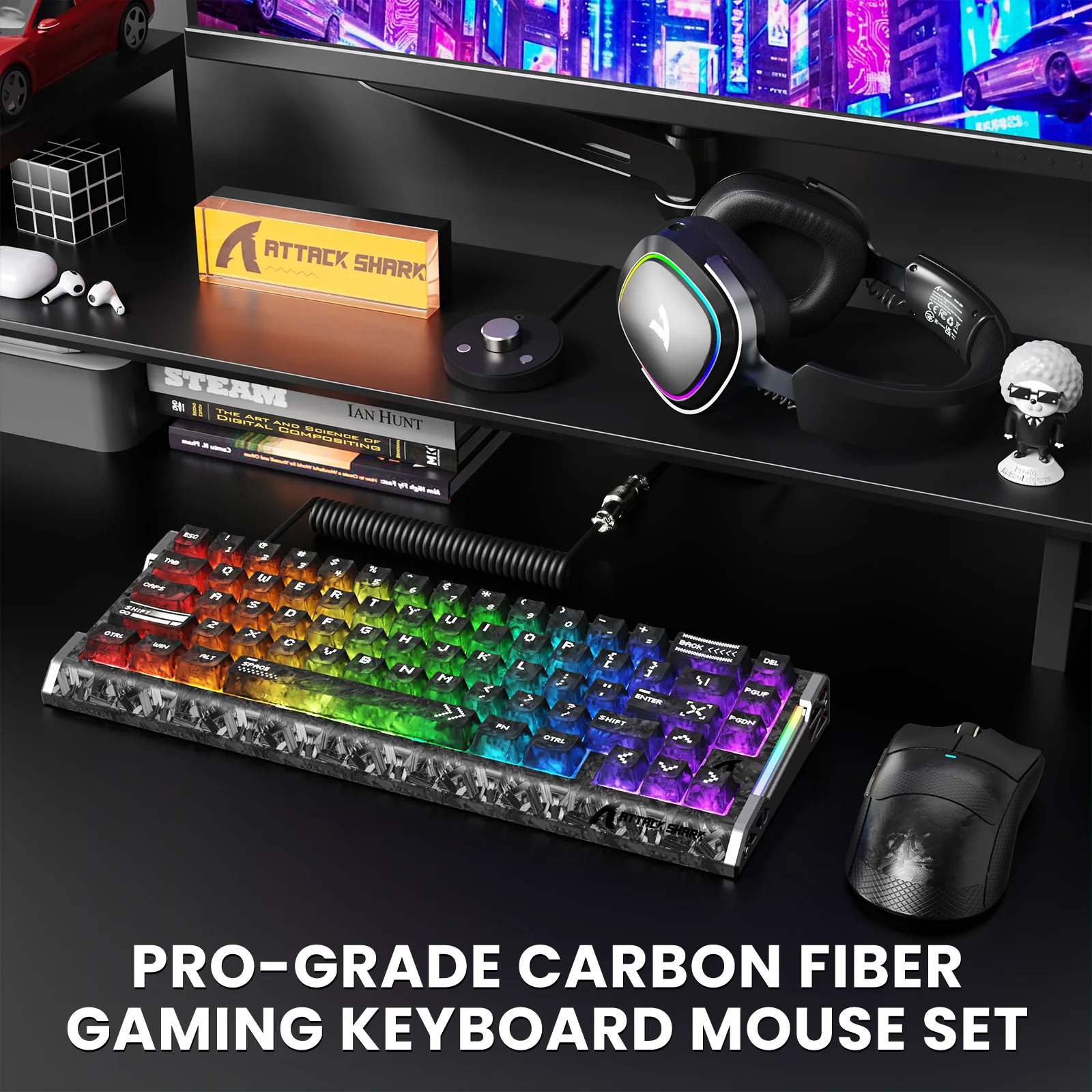 ATTACK SHARK R68 HE & X11 ULTRA Carbon Fiber Gaming Bundle With C01 ULTRA Coiled Cable - Image 11