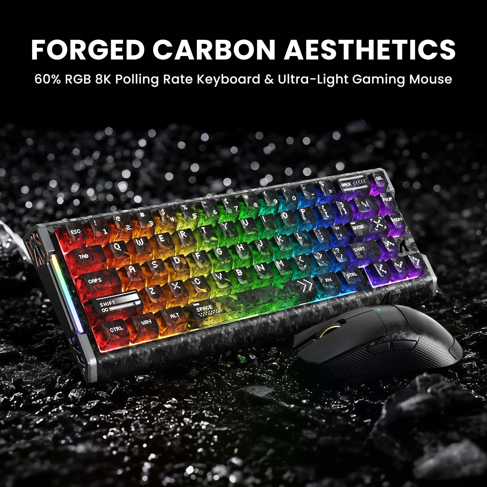 ATTACK SHARK R68 HE & X11 ULTRA Carbon Fiber Gaming Bundle With C01 ULTRA Coiled Cable - Image 5
