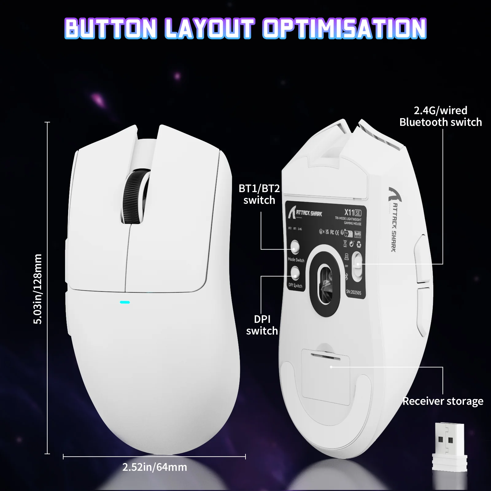ATTACK SHARK X11SE Wireless Gaming Mouse - Image 8