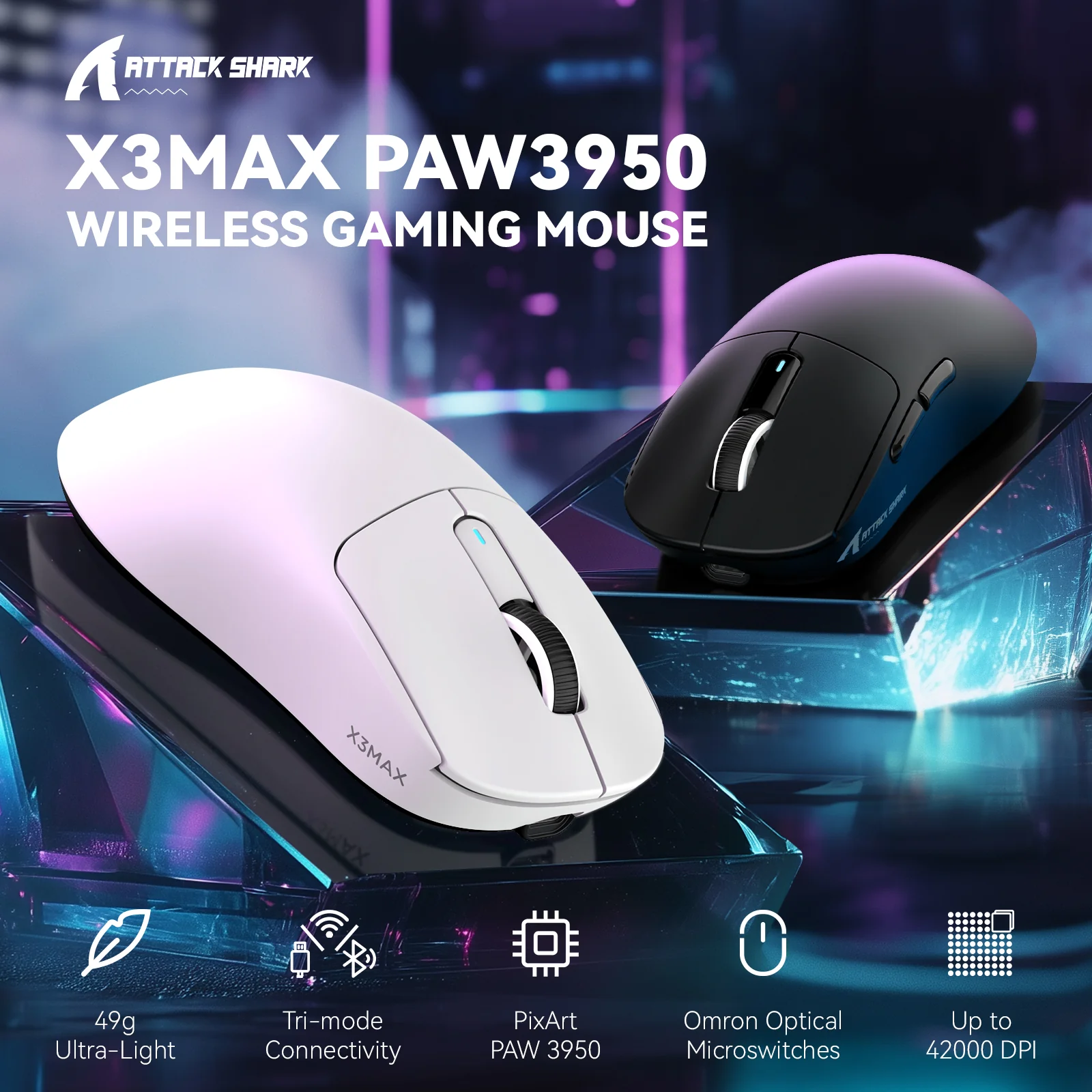ATTACK SHARK X3MAX PAW3950 Wireless Gaming Mouse - Image 3
