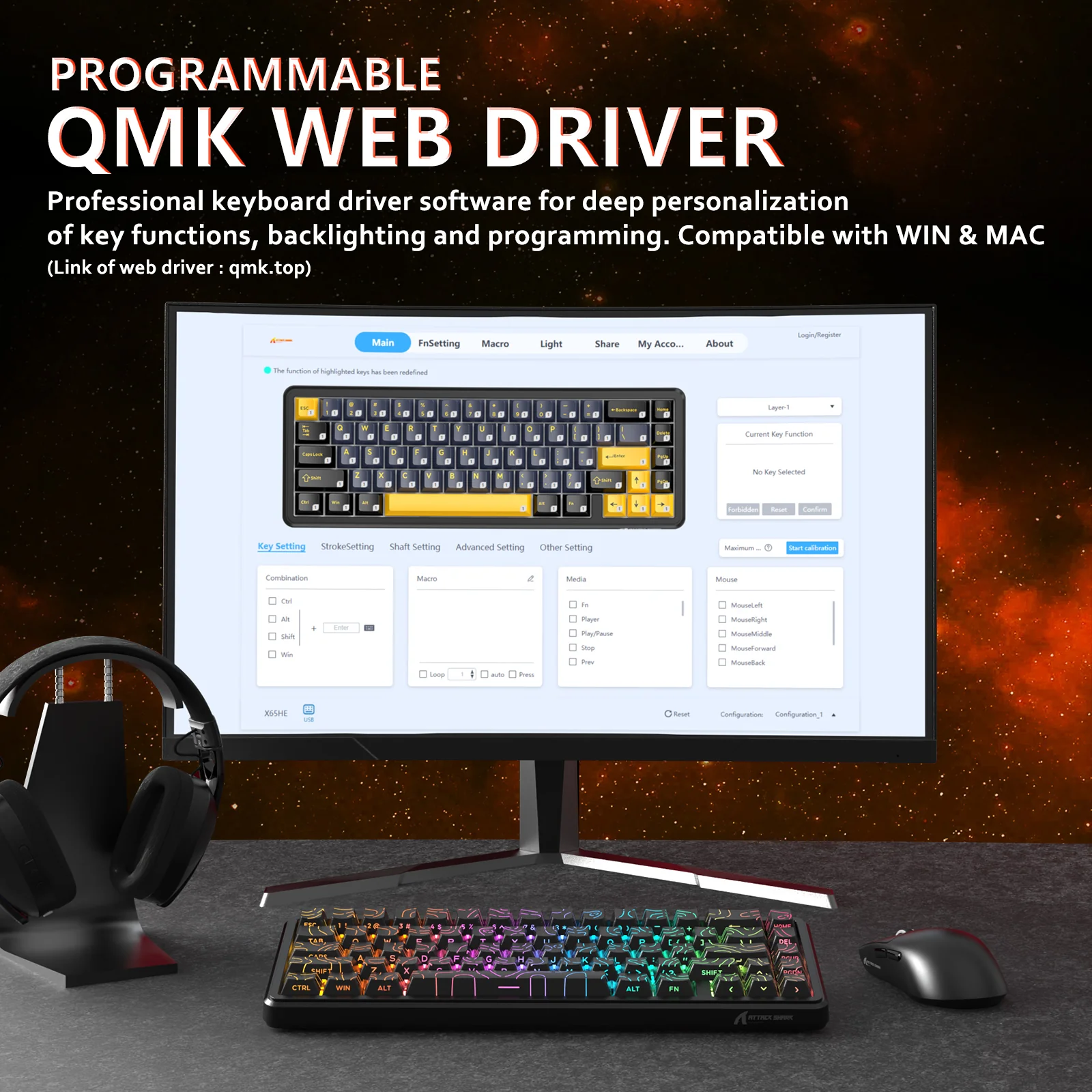 ATTACK SHARK X65 HE Magnetic Switch Rapid Trigger Keyboard - Image 38