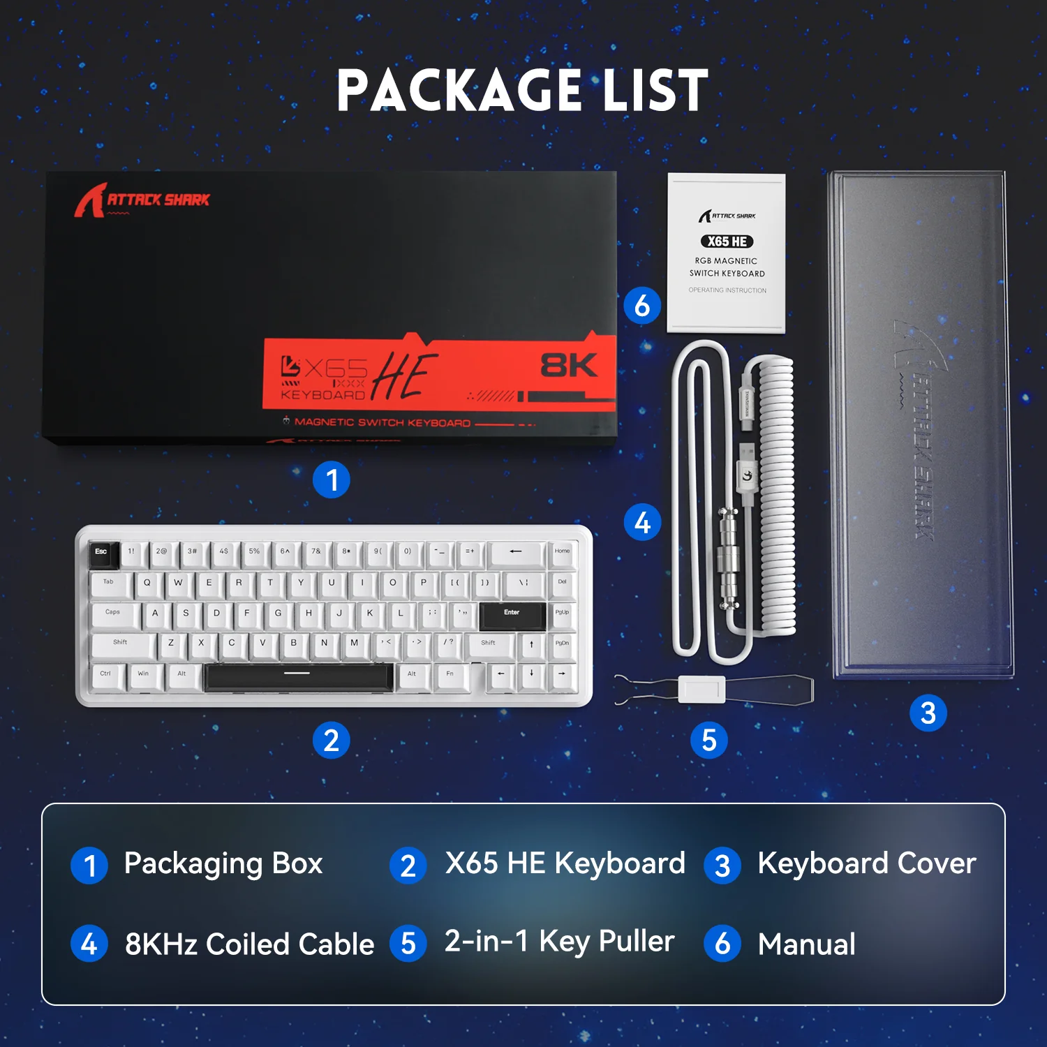 ATTACK SHARK X65 HE Magnetic Switch Rapid Trigger Keyboard With 8Khz Coiled Cable - Image 27
