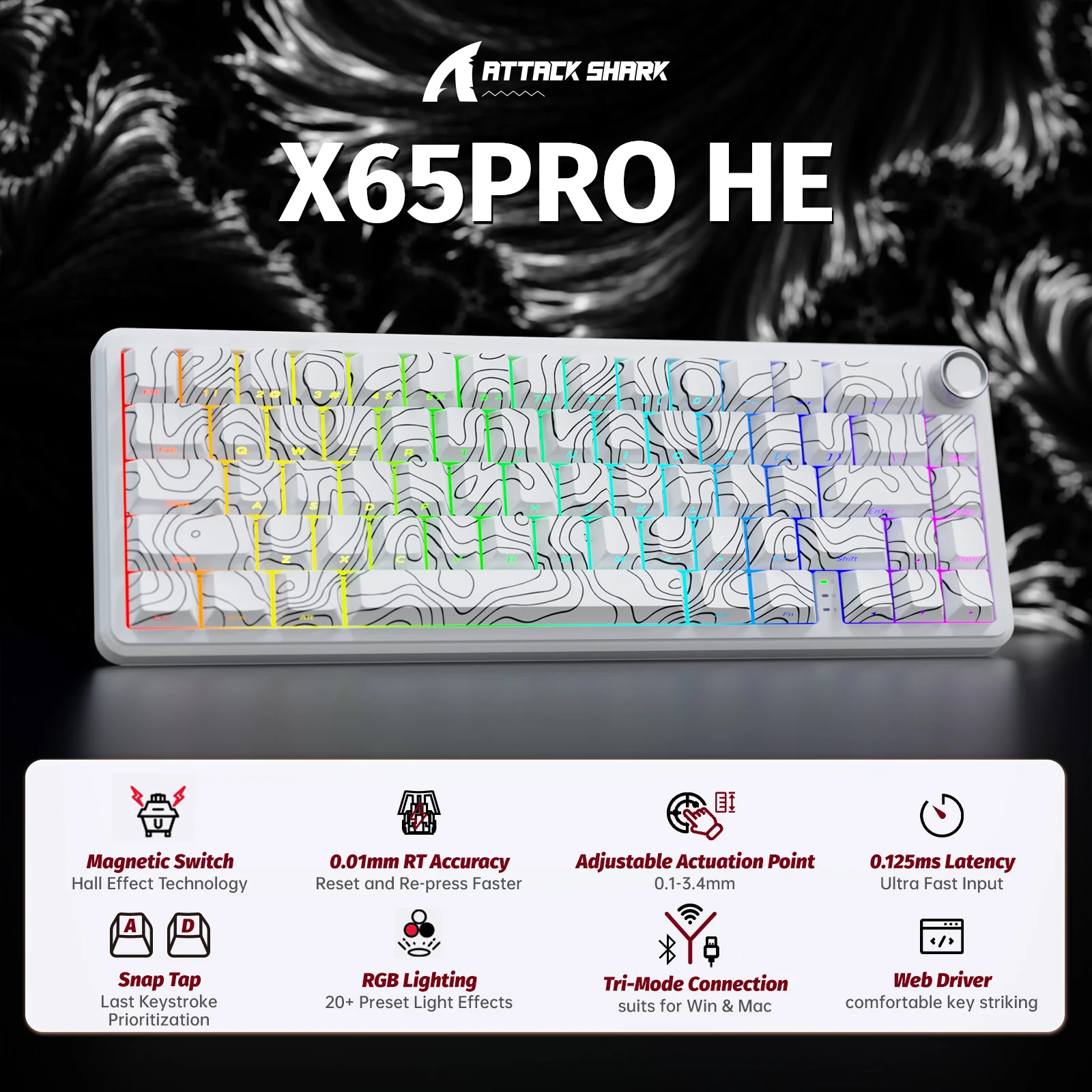 ATTACK SHARK X65PRO HE Wireless Rapid Trigger Keyboard Magnetic Switch - Image 10