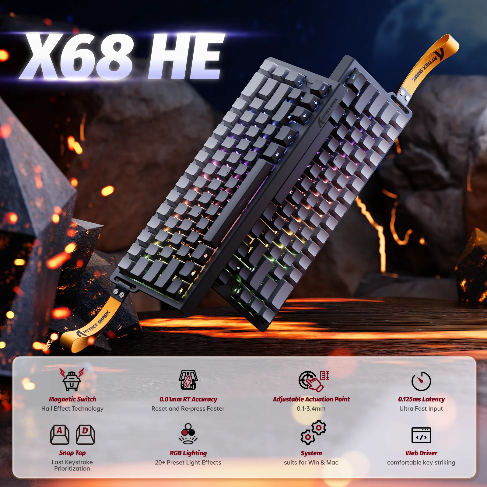 ATTACK SHARK X68 HE Rapid Trigger Keyboard Magnetic Switch - Image 20