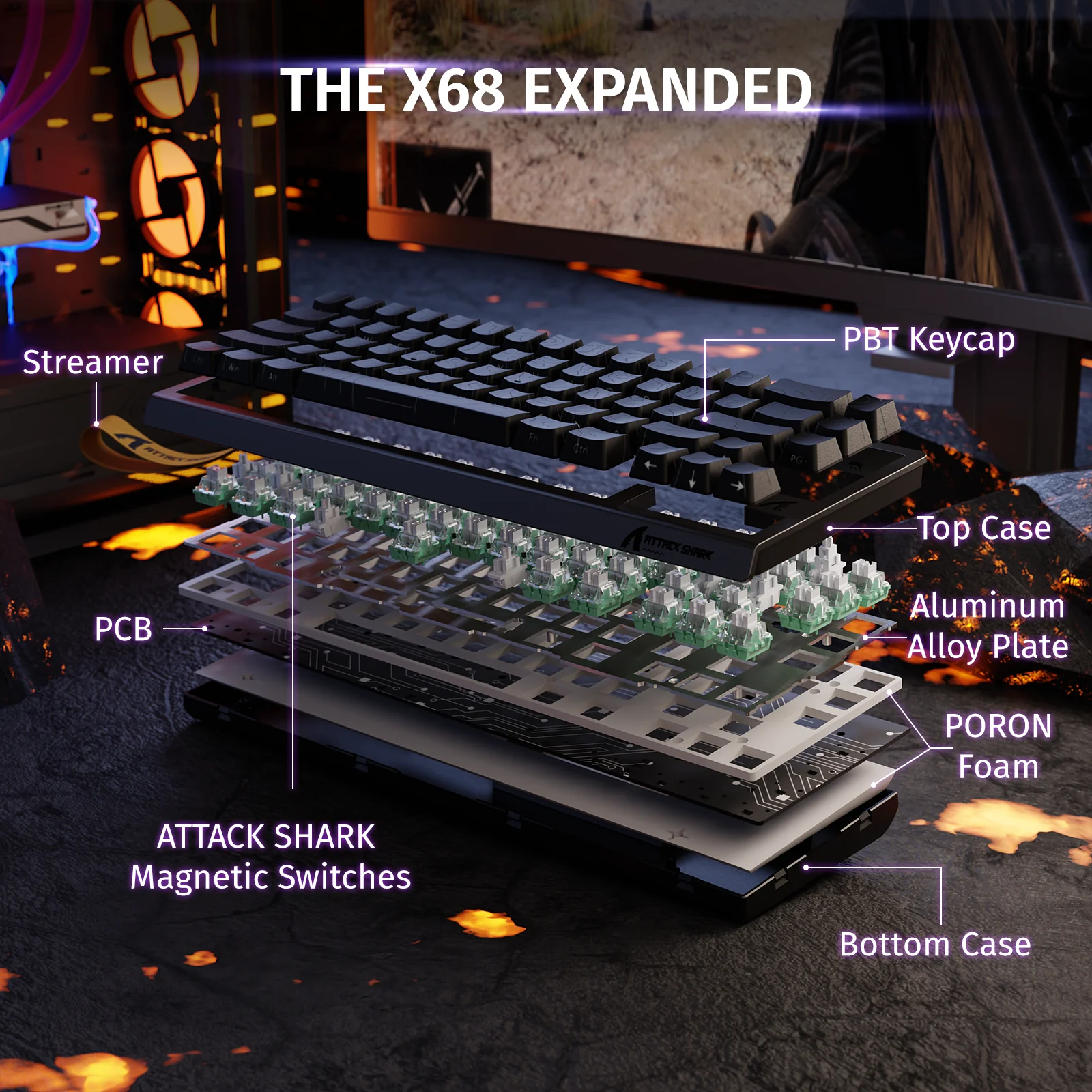ATTACK SHARK X68 HE Rapid Trigger Keyboard Magnetic Switch - Image 9