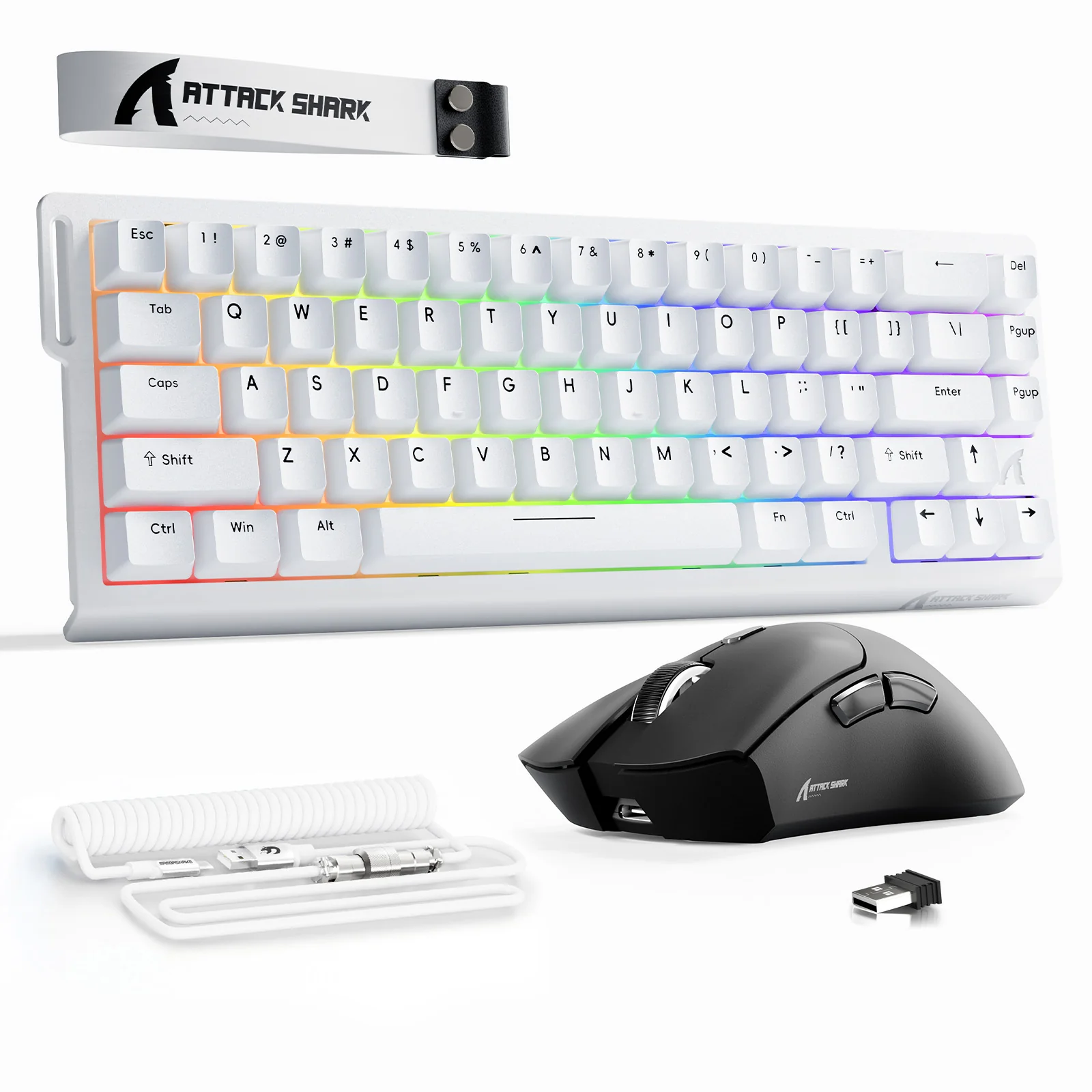 ATTACK SHARK X68HE Rapid Trigger Keyboard + R1 Wireless Gaming Mouse + C01 Coiled Cable Bundle - Image 3