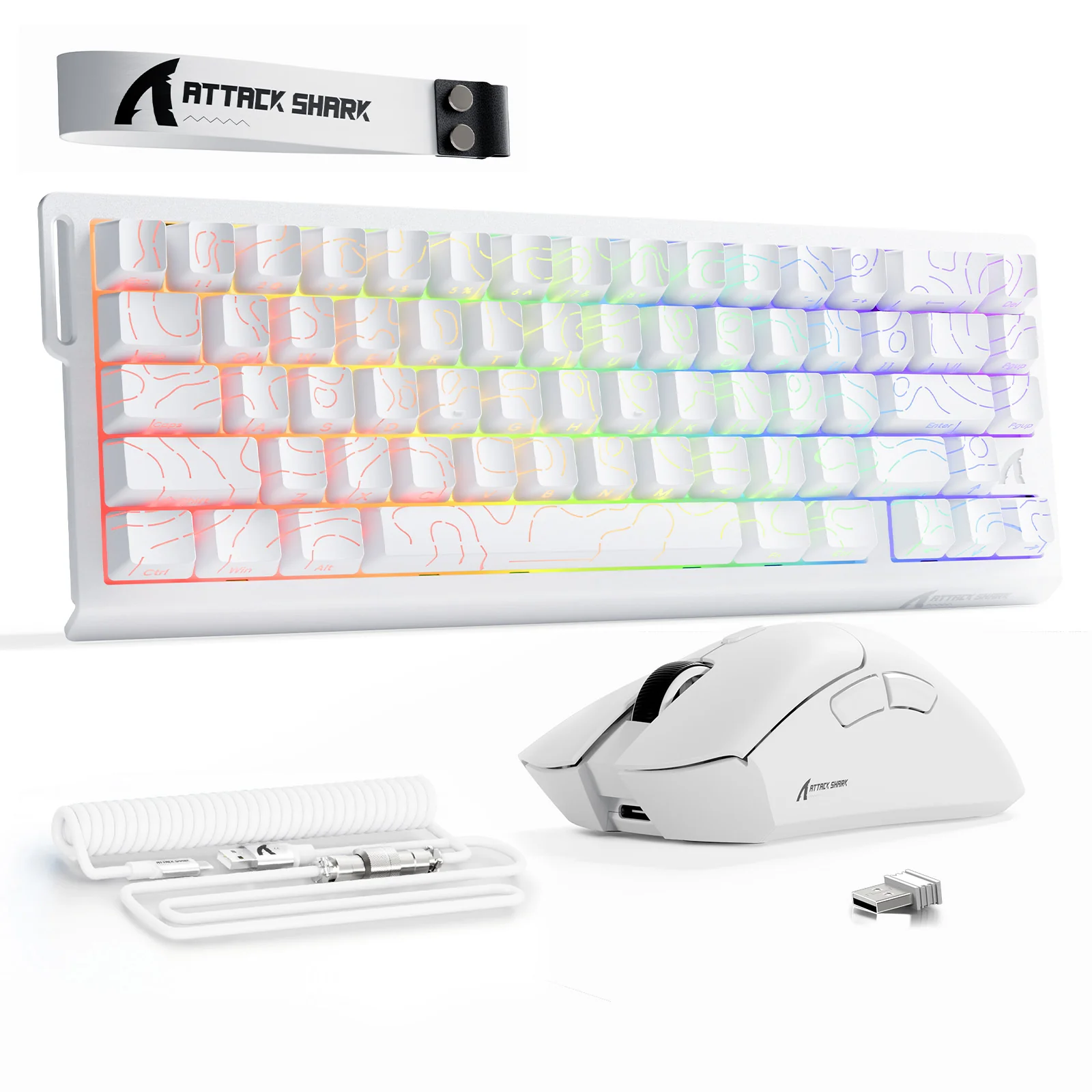 ATTACK SHARK X68HE Rapid Trigger Keyboard + R1 Wireless Gaming Mouse + C01 Coiled Cable Bundle - Image 5