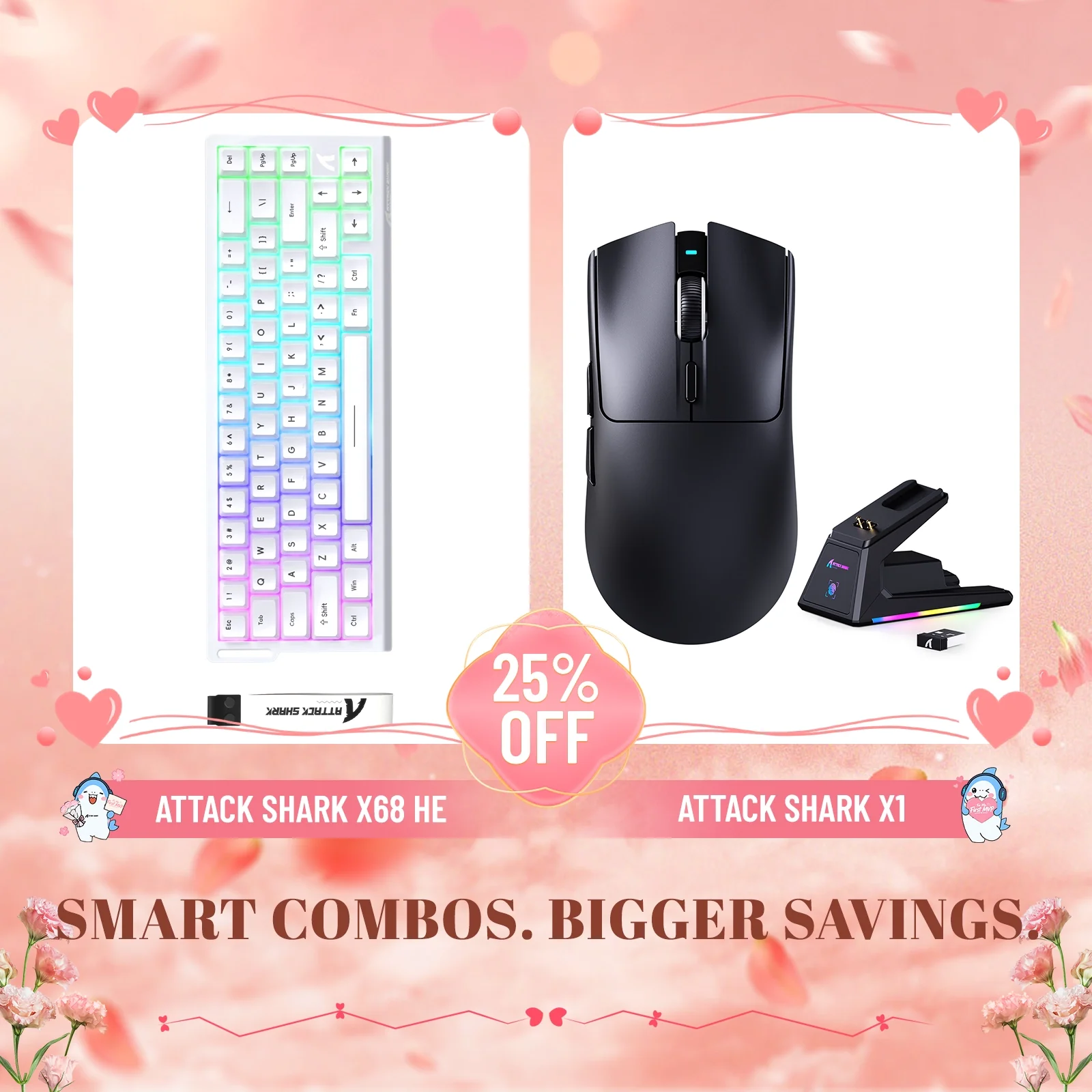 ATTACK SHARK X68HE Rapid Trigger Keyboard + X1 Wireless Gaming Mouse Bundle - Image 18