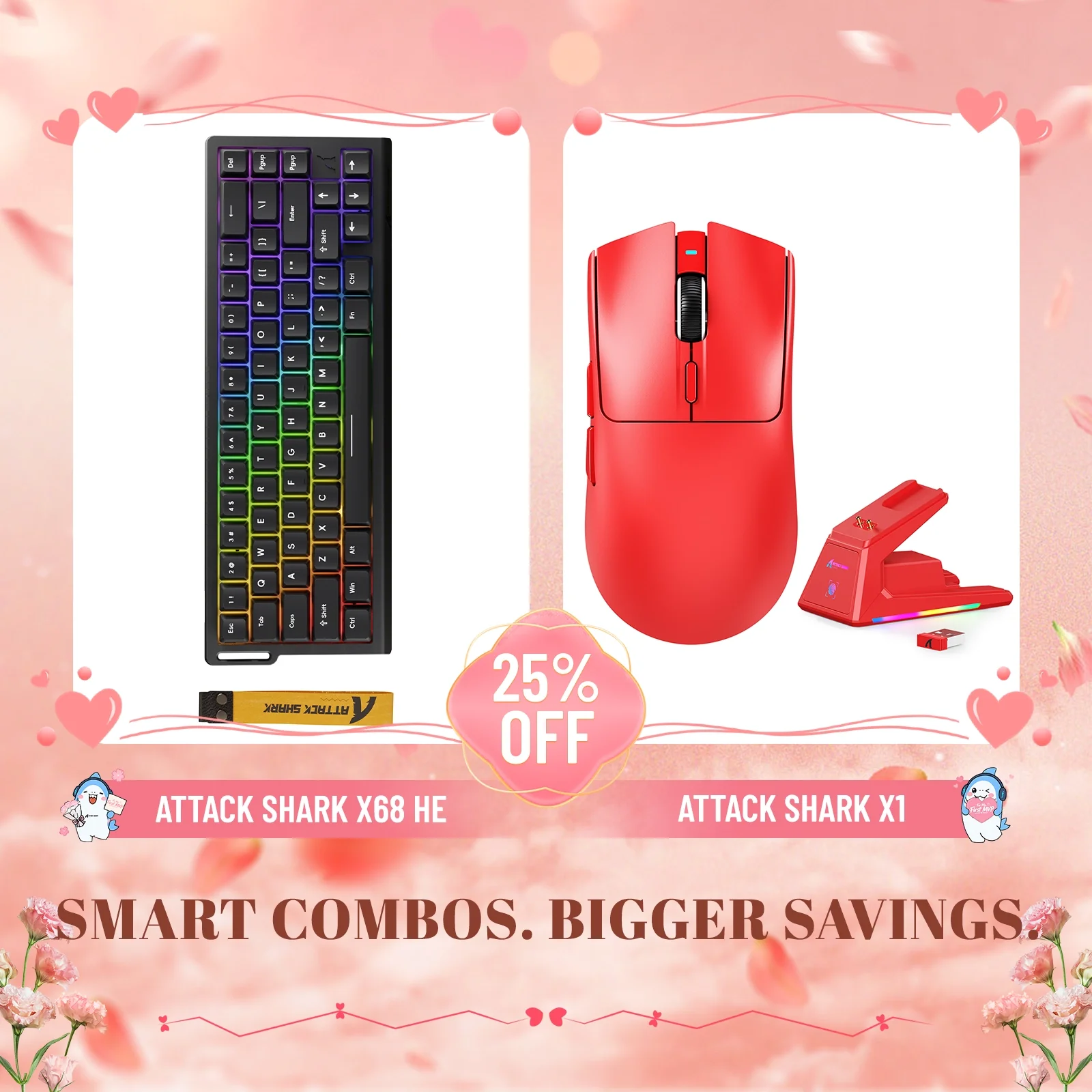 ATTACK SHARK X68HE Rapid Trigger Keyboard + X1 Wireless Gaming Mouse Bundle - Image 5