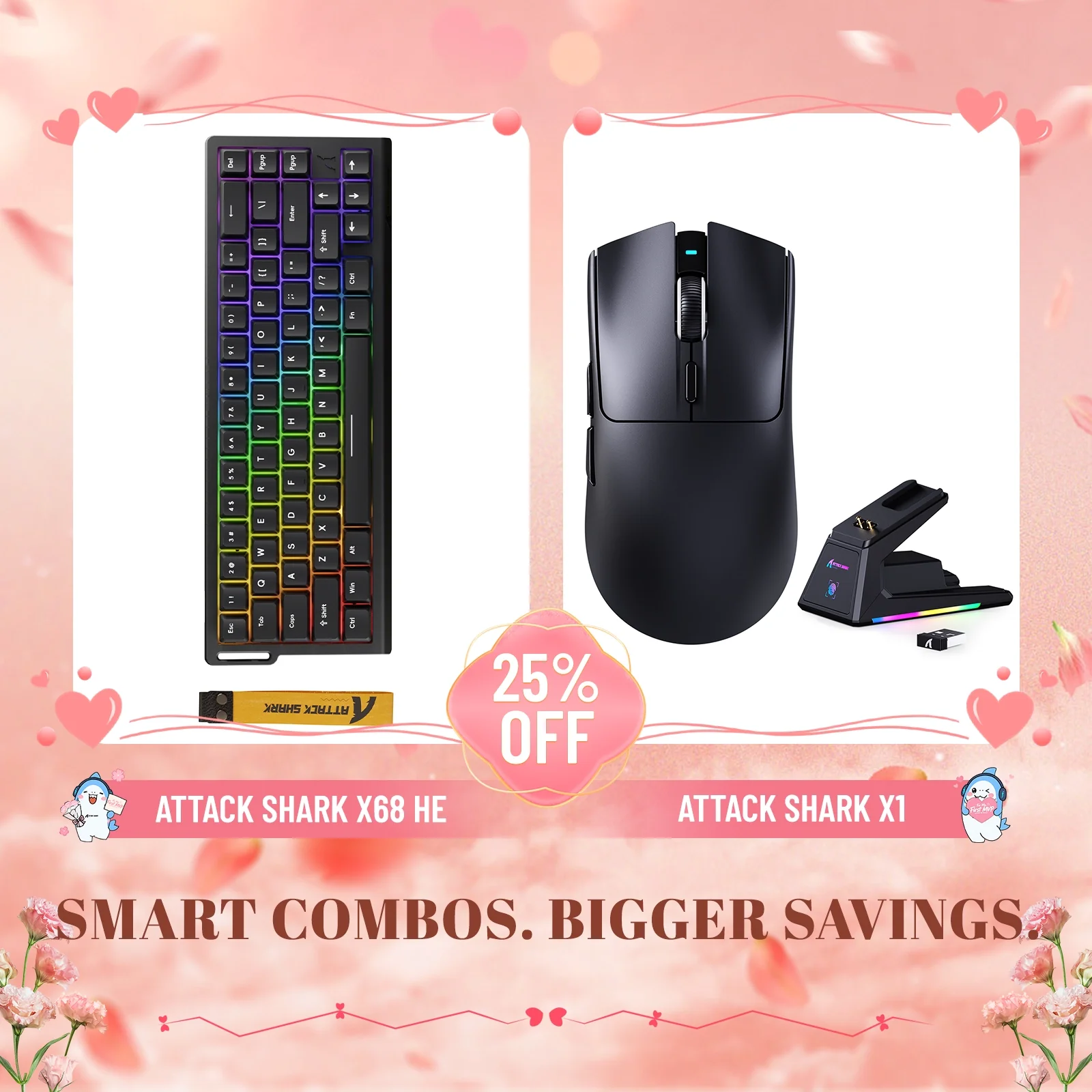 ATTACK SHARK X68HE Rapid Trigger Keyboard + X1 Wireless Gaming Mouse Bundle - Image 6