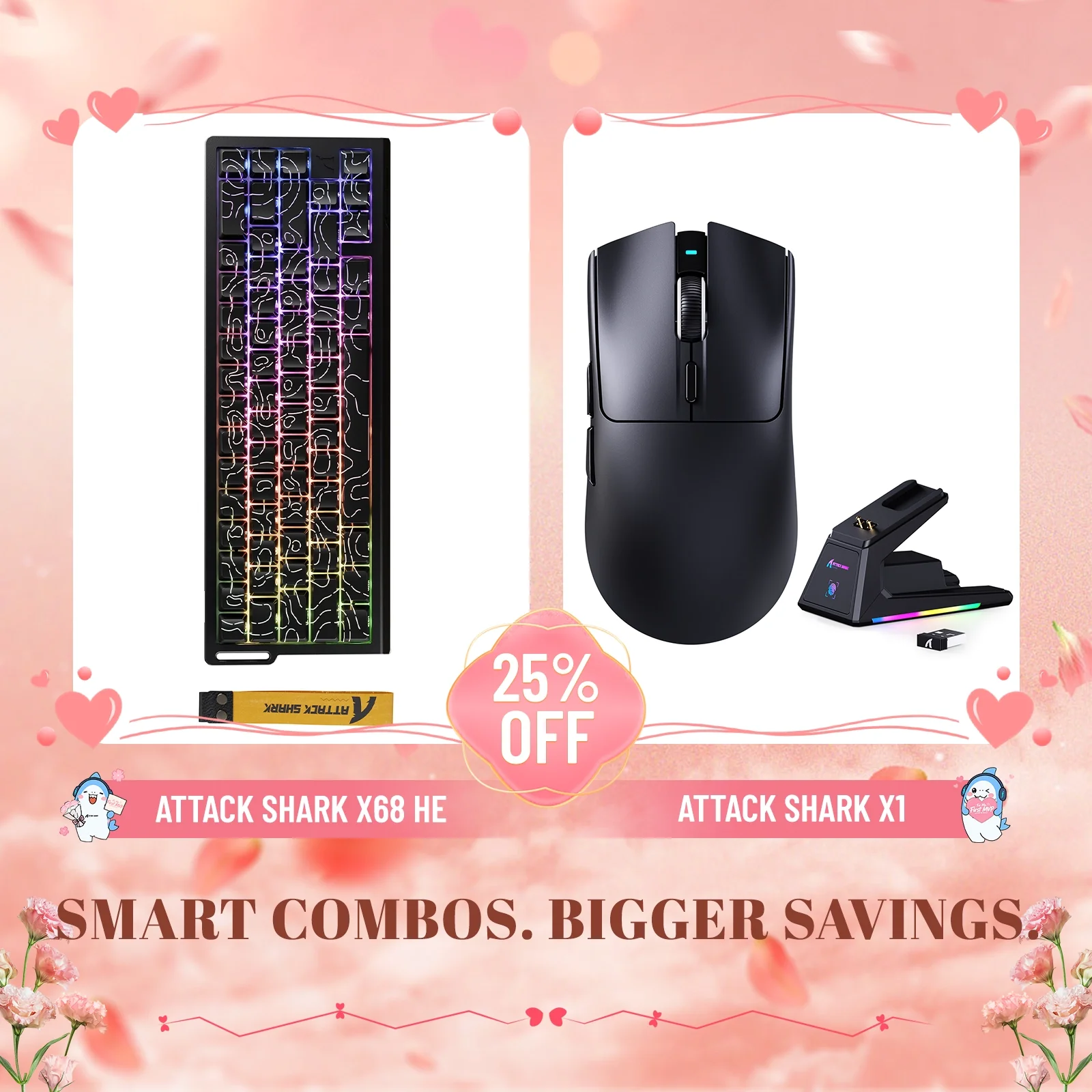 ATTACK SHARK X68HE Rapid Trigger Keyboard + X1 Wireless Gaming Mouse Bundle - Image 9